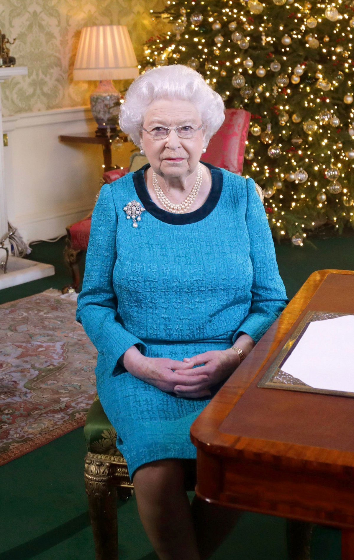 Queen Elizabeth II records her annual Christmas broadcast at Buckingham Palace, December 2016 (Yui Mok - WPA Pool/Getty Images)