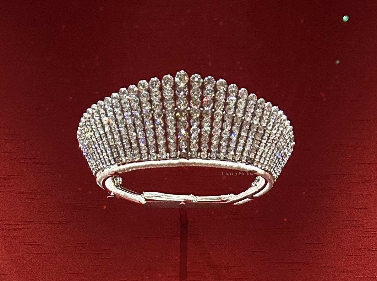 Queen Alexandra's Kokoshnik Tiara, displayed as part of "The Edwardians: Age of Elegance" at the King's Gallery, Buckingham Palace in London, April 2025 (Photo © Lauren Kiehna)