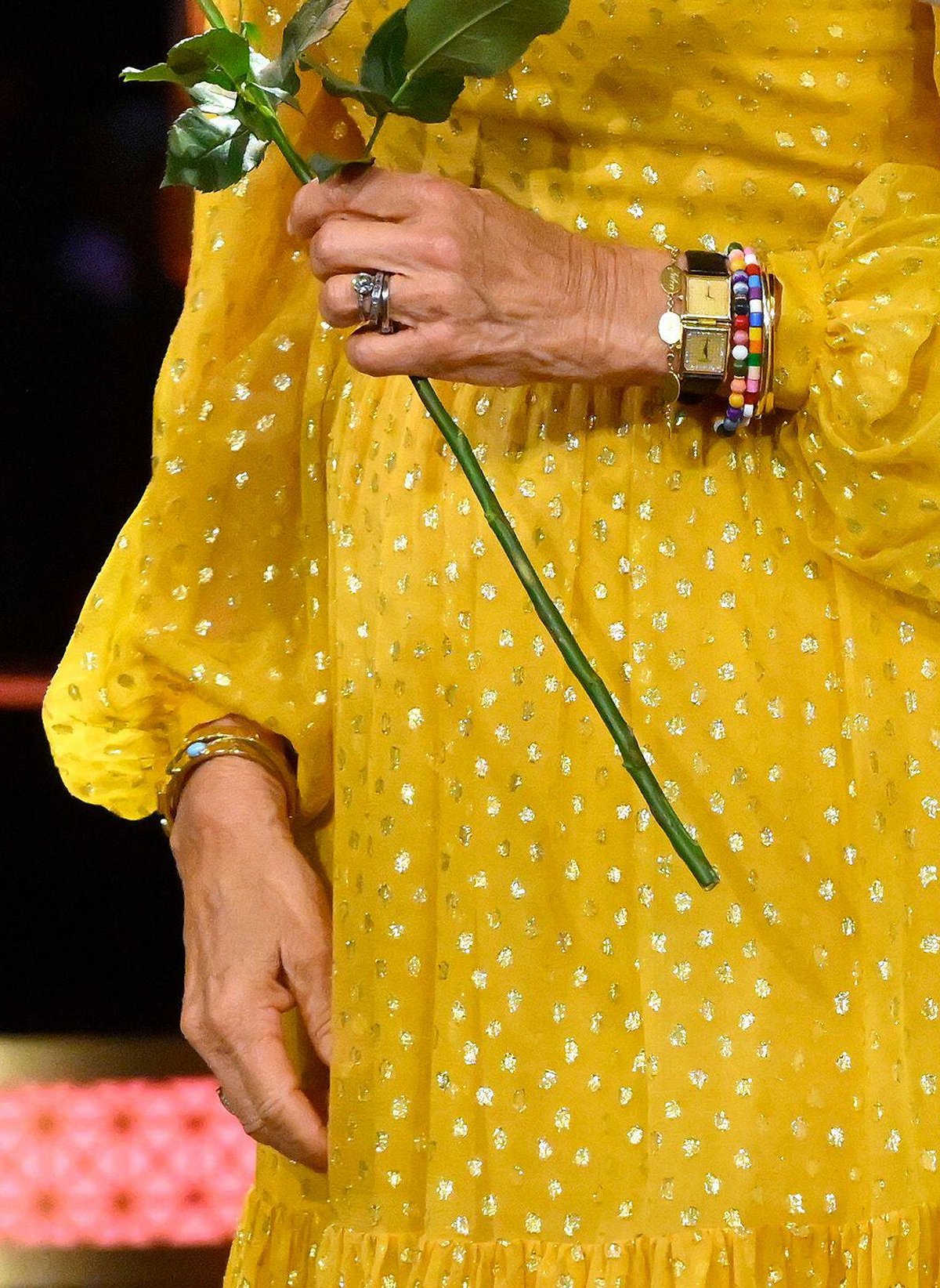 The Queen of Sweden surprises drag artist Christer Lindarw during a recording of the television show Vilket Liv at the Oscarsteatern in Stockholm on March 26, 2025 (Karin Törnblom/TT News Agency/Alamy)