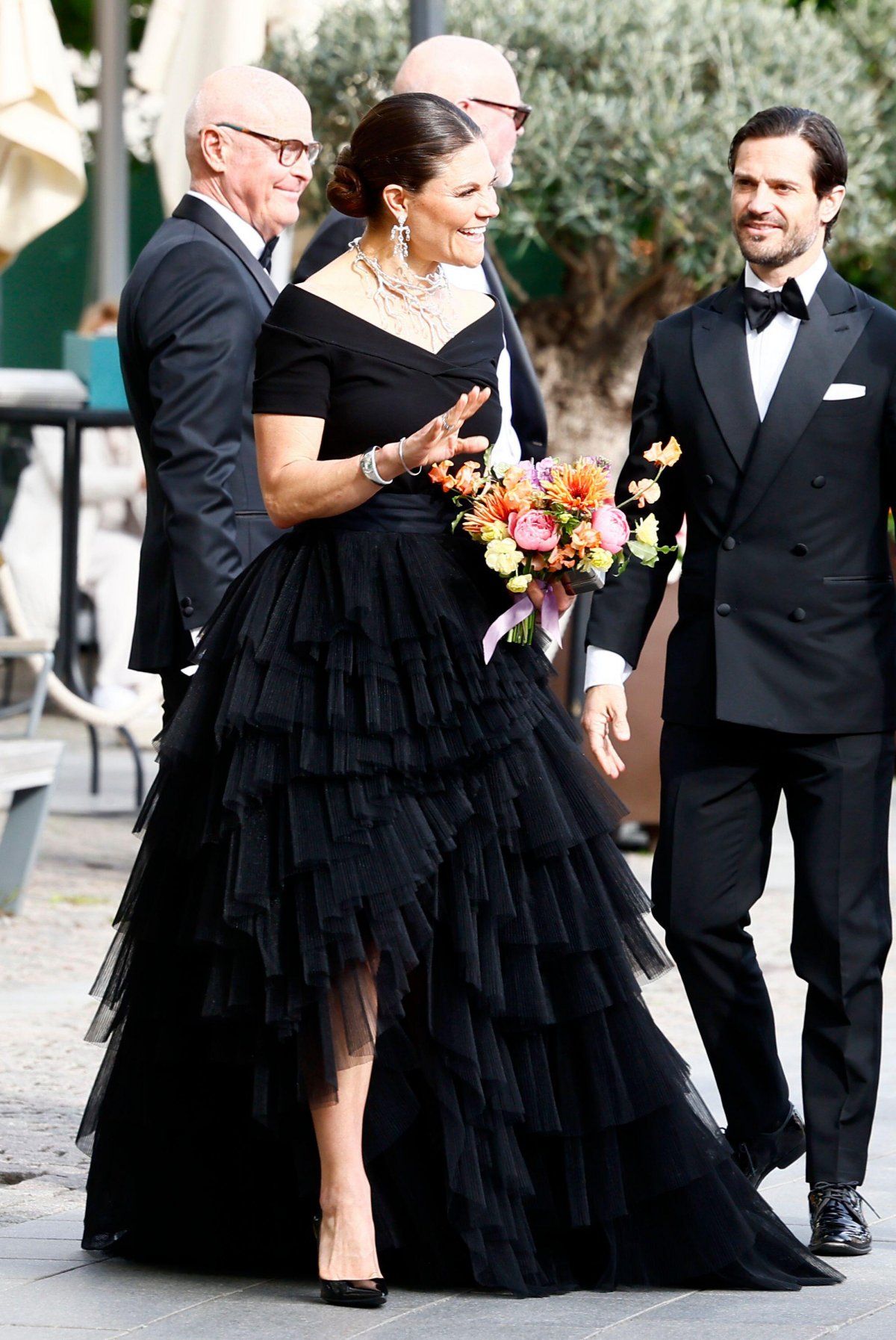 The Crown Princess of Sweden, with Prince Carl Philip, arrives at the Grand Hotel in Stockholm for the Polar Music Prize presentation on May 27, 2025 (Stefan Jerrevång/TT News Agency/Alamy)