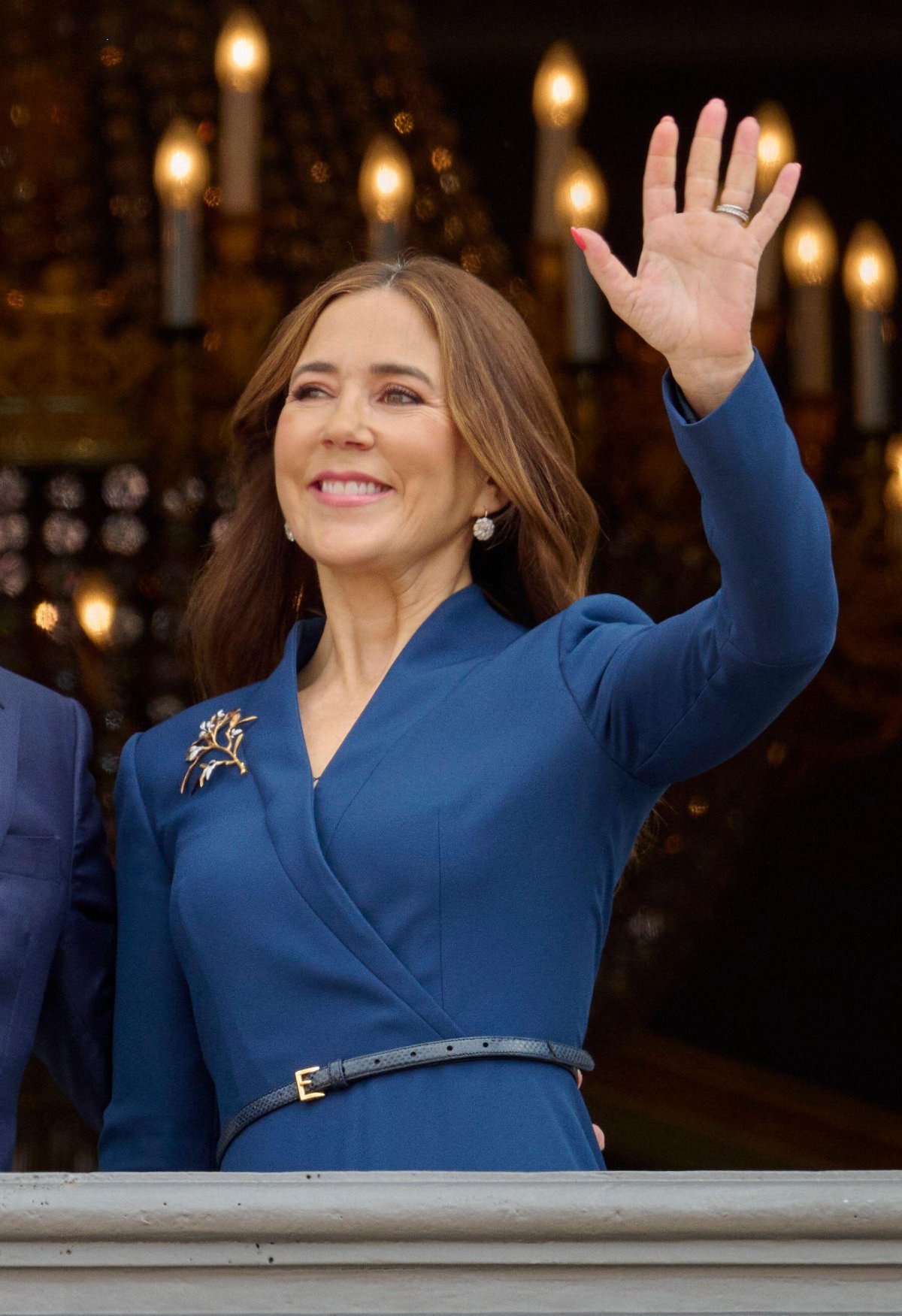 Queen Mary of Denmark celebrates King Frederik X's birthday on the palace balcony at Amalienborg on May 26, 2025 (Stefan Lindblom/TT News Agency/Alamy)