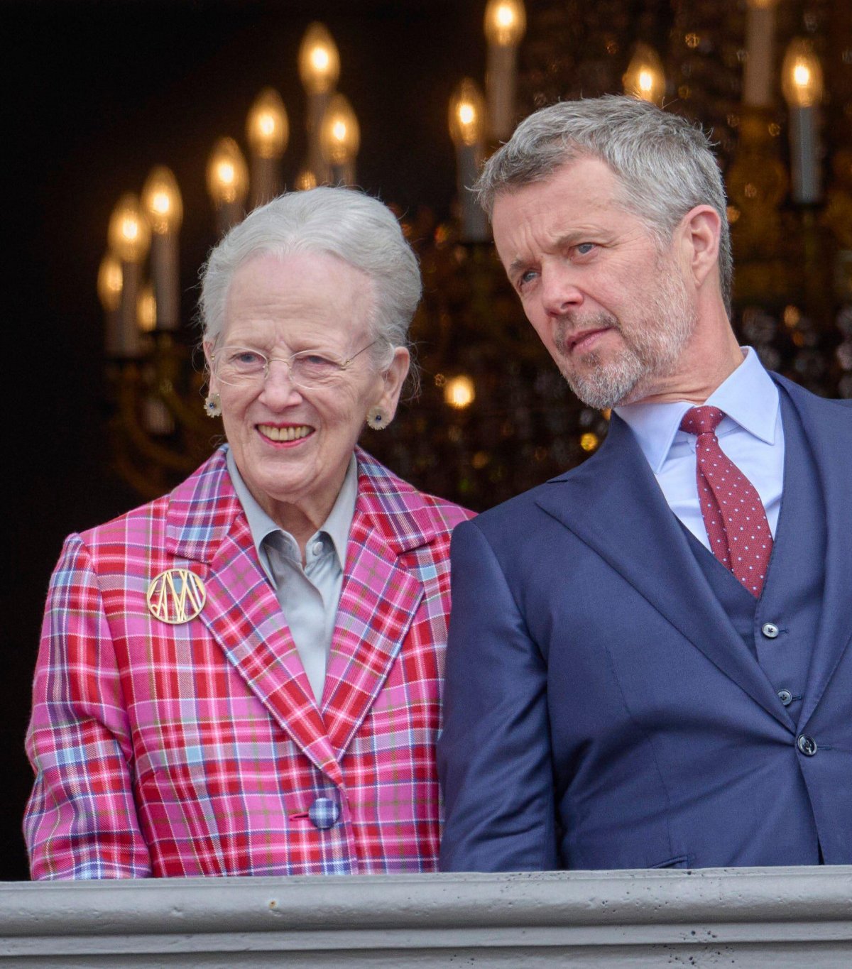 King Frederik X of Denmark and Queen Margrethe celebrate his birthday on the palace balcony at Amalienborg on May 26, 2025 (Stefan Lindblom/TT News Agency/Alamy)