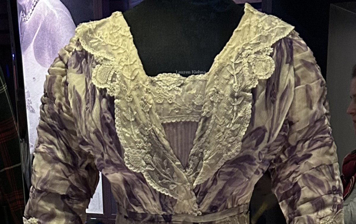 Queen Alexandra's dress, displayed in the Dress Codes exhibition at Kensington Palace in London, April 2025 (© Lauren Kiehna)