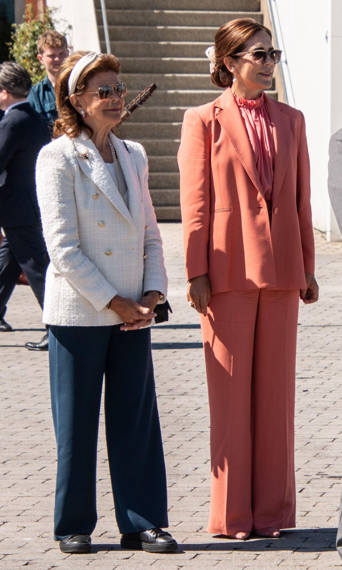 The Queen of Sweden and the Queen of Denmark are pictured during a celebration of the 25th anniversary of the Öresund Bridge in Malmö on July 1, 2025 (SOPA Images/Alamy)