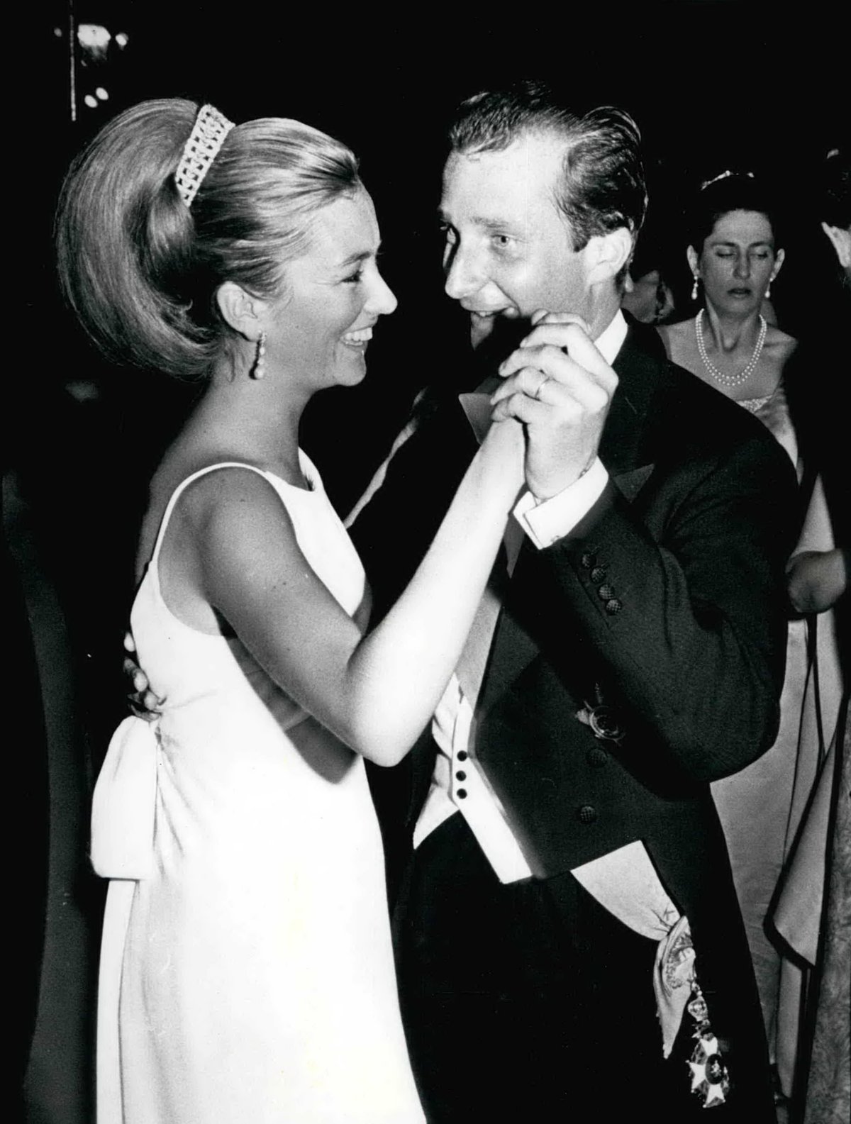 The Prince and Princess of Liege, later King Albert II and Queen Paola of Belgium, dance at the Waterloo Ball in Brussels in 1965 (Keystone Press/Alamy)