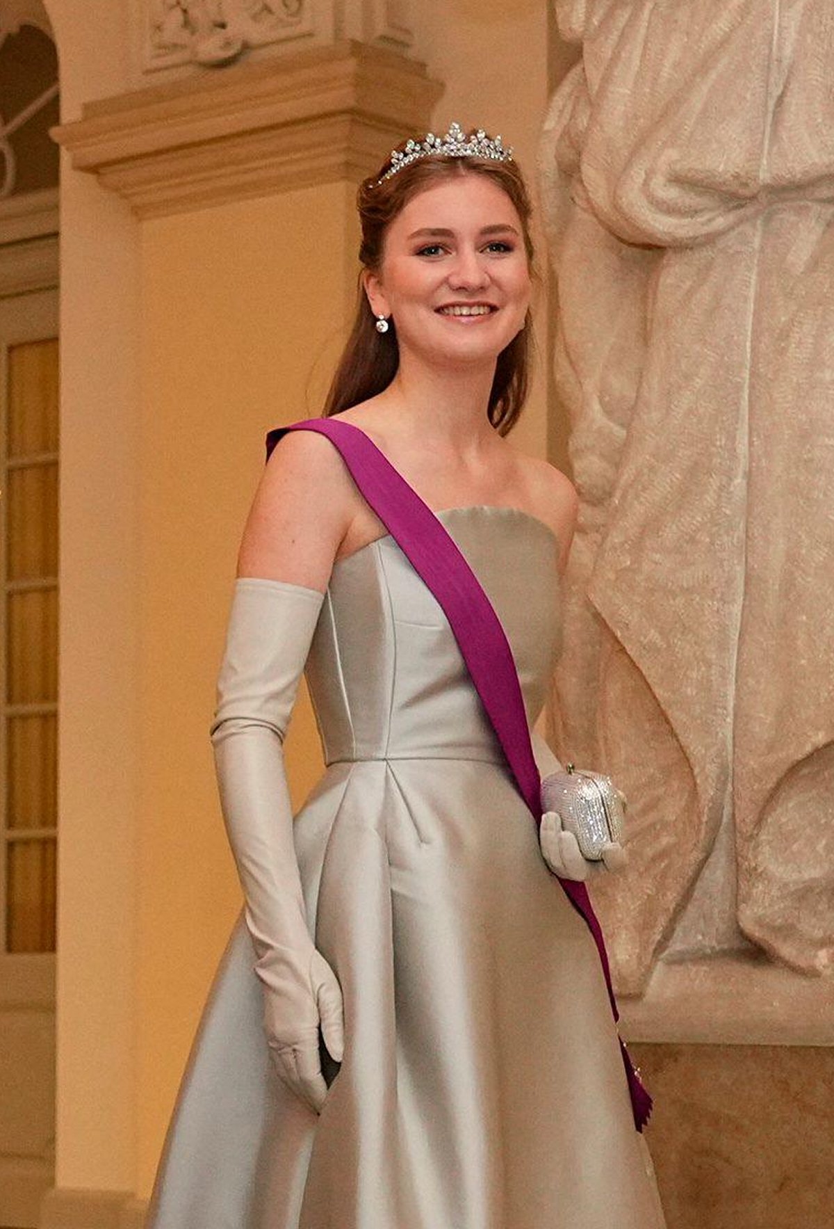 The Duchess of Brabant attends a gala banquet celebrating the 18th birthday of Prince Christian of Denmark at Christiansborg Palace in Copenhagen on October 15, 2023 (Mads Claus Rasmussen/Scanpix/Alamy)