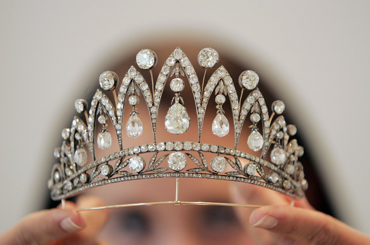 A rare antique diamond tiara by Fabergé is displayed during a press preview in Paris on May 11, 2007 (MEHDI FEDOUACH/AFP via Getty Images)