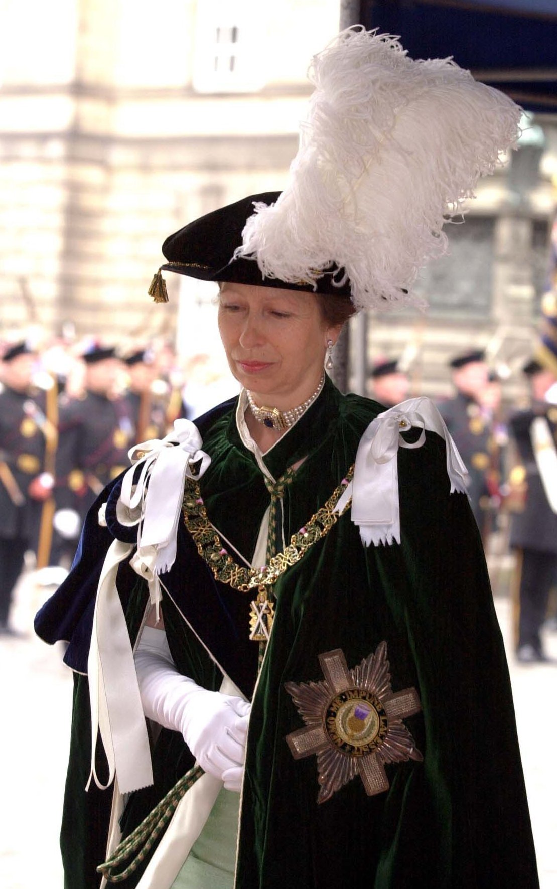The Princess Royal is pictured at St. Giles' Cathedral in Edinburgh for her Order of the Thistle installation on July 4, 2001 (Trinity Mirror/Mirrorpix/Alamy)