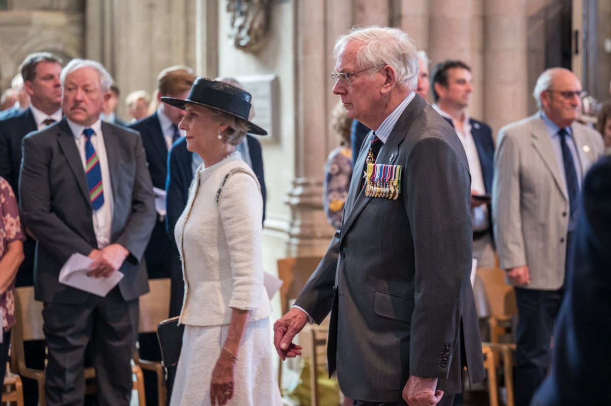 The Duke and Duchess of Gloucester attend the Far East Prisoners of War VJ Day 80th Anniversary Service at Norwich Cathedral on August 15, 2025 (Buckingham Palace)