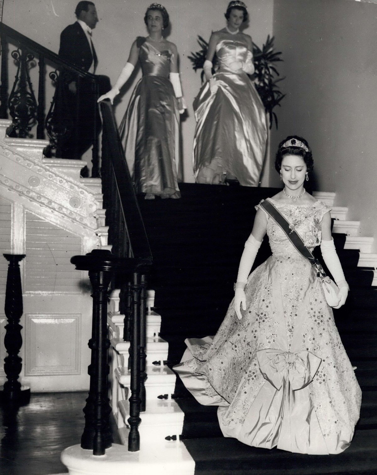 Princess Margaret attends a state dinner at the official residence of the Governor General in Port of Spain on April 22, 1958 (Keystone Press/Alamy)