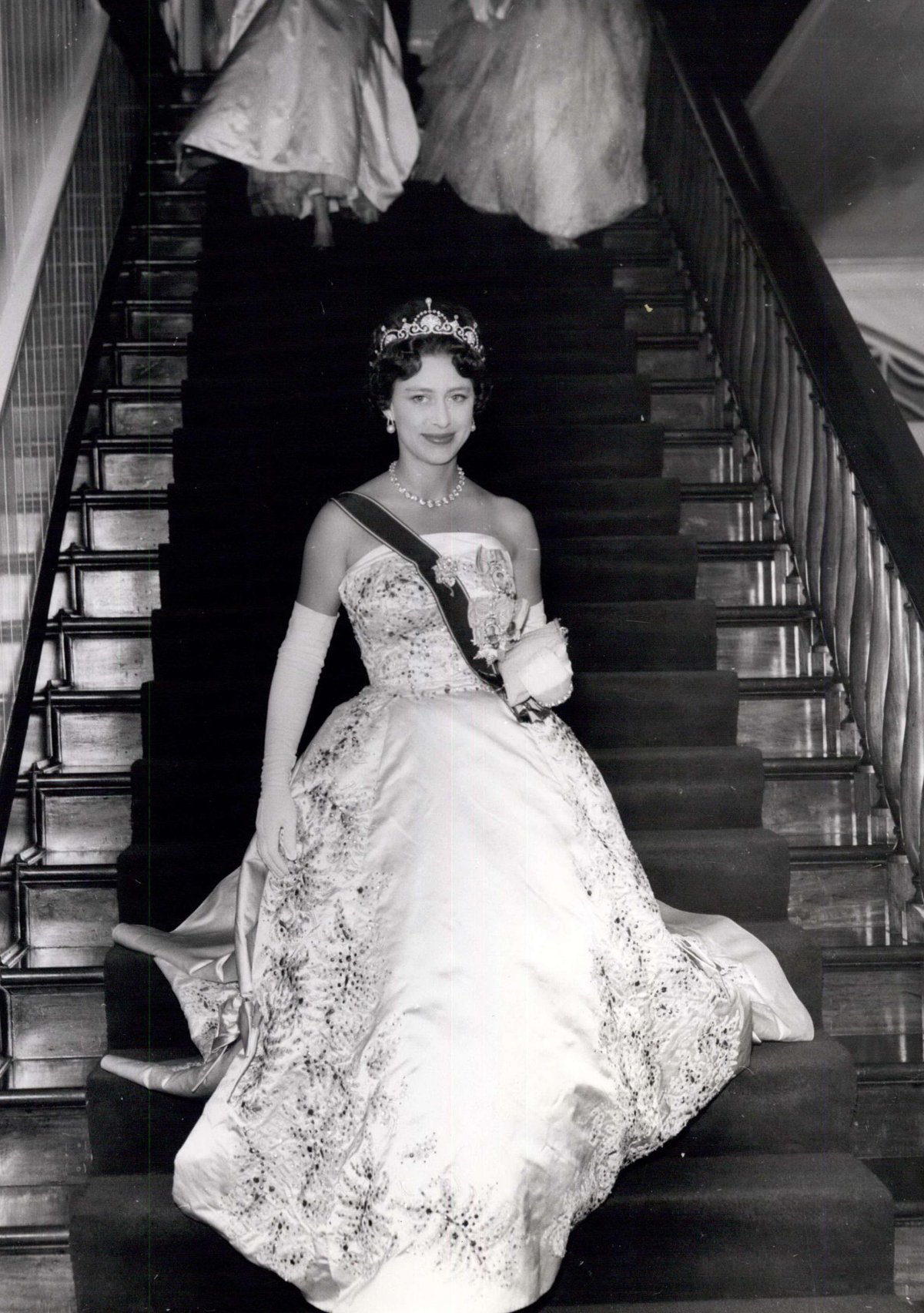 Princess Margaret attends a state dinner at Government House in Belize City on May 5, 1958 (Keystone Press/Alamy)