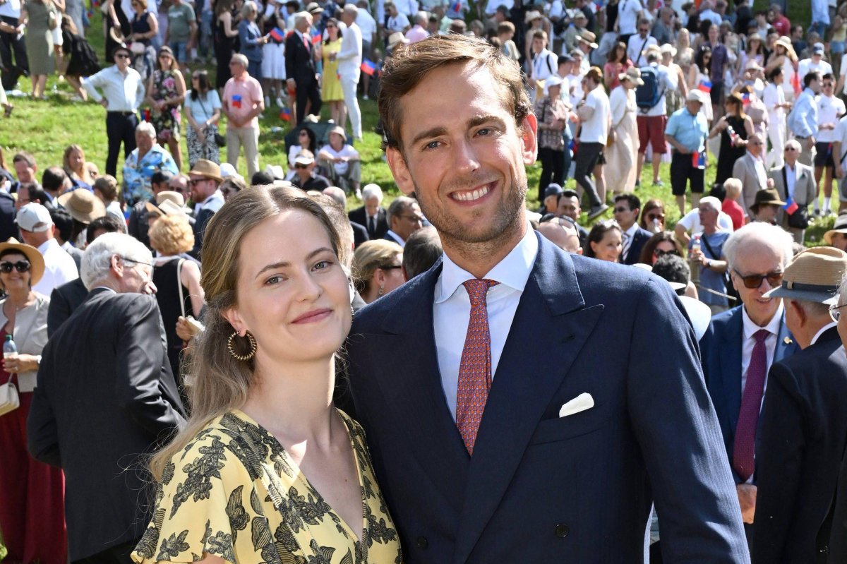 Princess Marie-Caroline of Liechtenstein and Leopoldo Vollmer attend National Day celebrations on the grounds of Vaduz Castle on August 15, 2025 (Imago/Alamy)