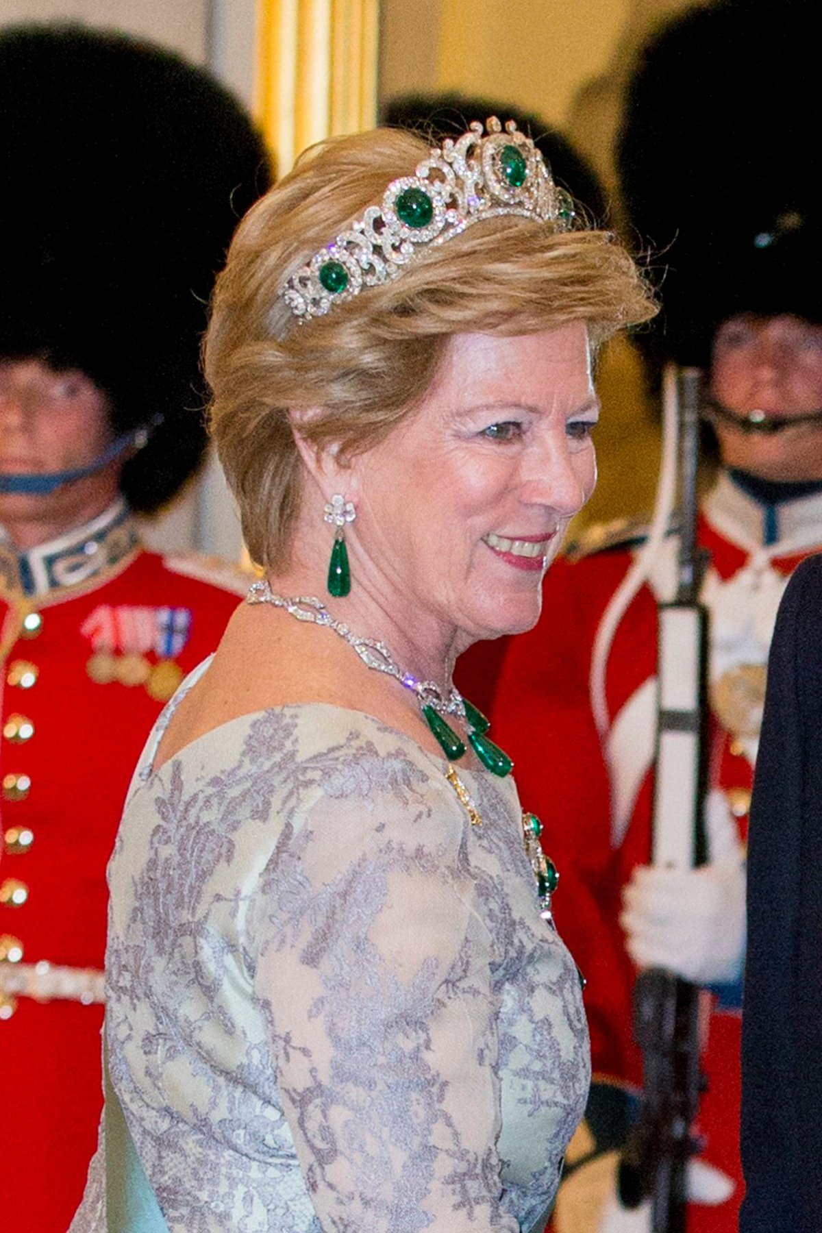 Queen Anne-Marie attends a banquet at Christiansborg Palace in Copenhagen celebrating Queen Margrethe II of Denmark's 75th birthday on April 15, 2015 (DPA Picture Alliance/Alamy)