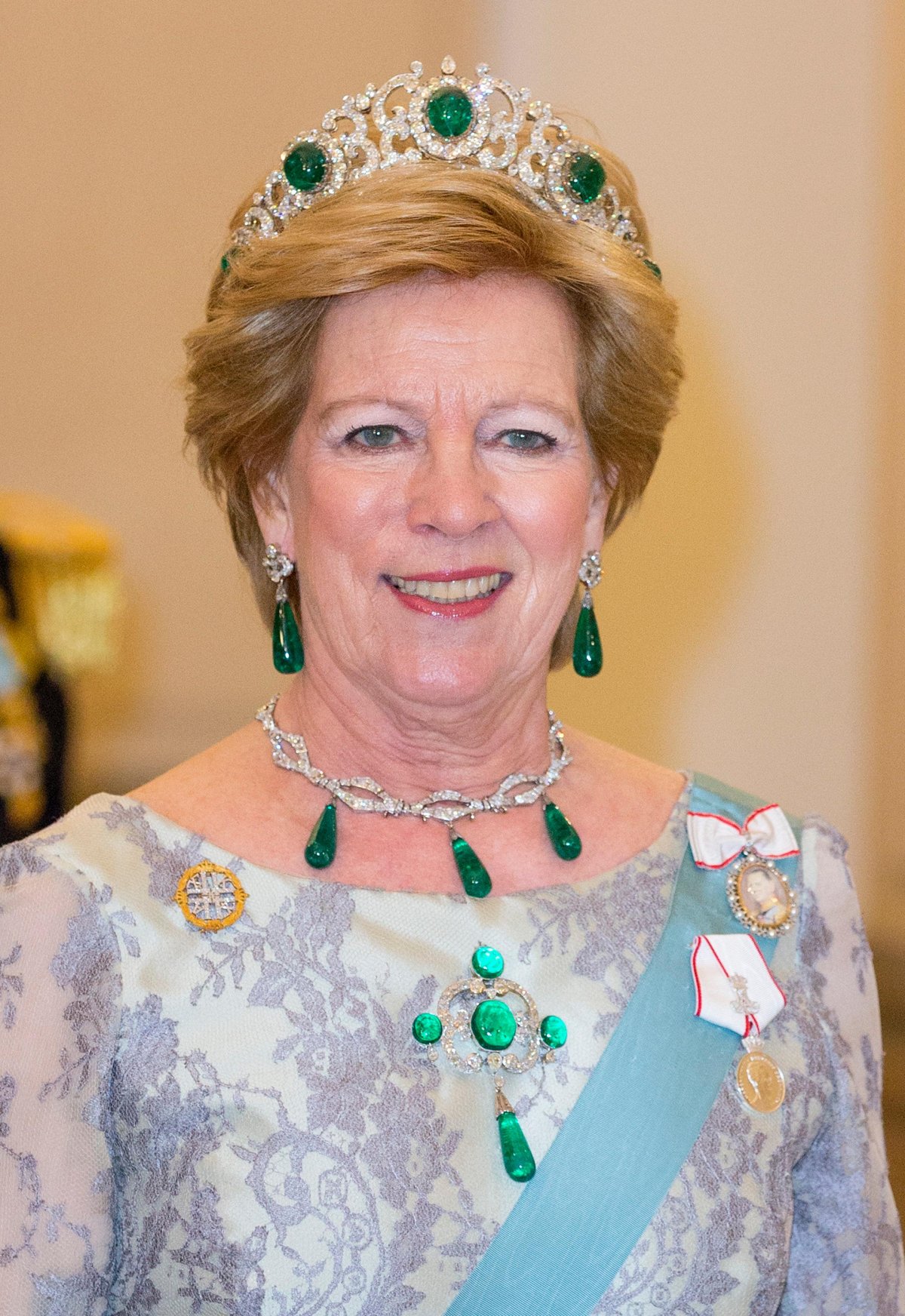 Queen Anne-Marie attends a banquet at Christiansborg Palace in Copenhagen celebrating Queen Margrethe II of Denmark's 75th birthday on April 15, 2015 (DPA Picture Alliance/Alamy)