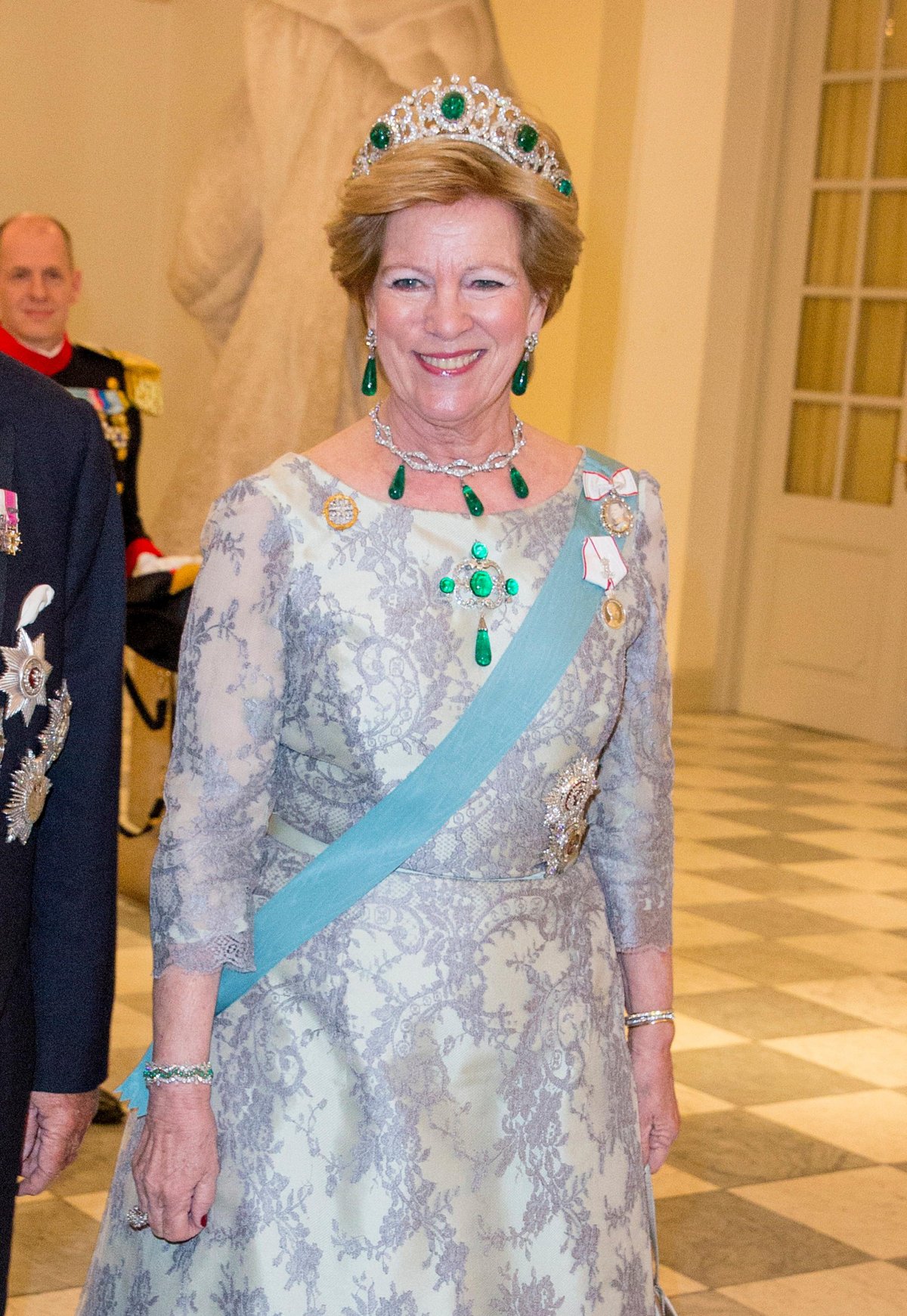 Queen Anne-Marie attends a banquet at Christiansborg Palace in Copenhagen celebrating Queen Margrethe II of Denmark's 75th birthday on April 15, 2015 (DPA Picture Alliance/Alamy)