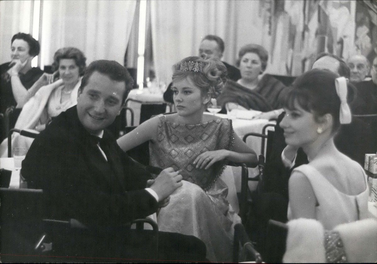 The Prince and Princess of Liège, with Audrey Hepburn and Mel Ferrer, attend the Bal des Petits Lits Blancs in Le Havre on January 13, 1962 (Keystone Press/Alamy)