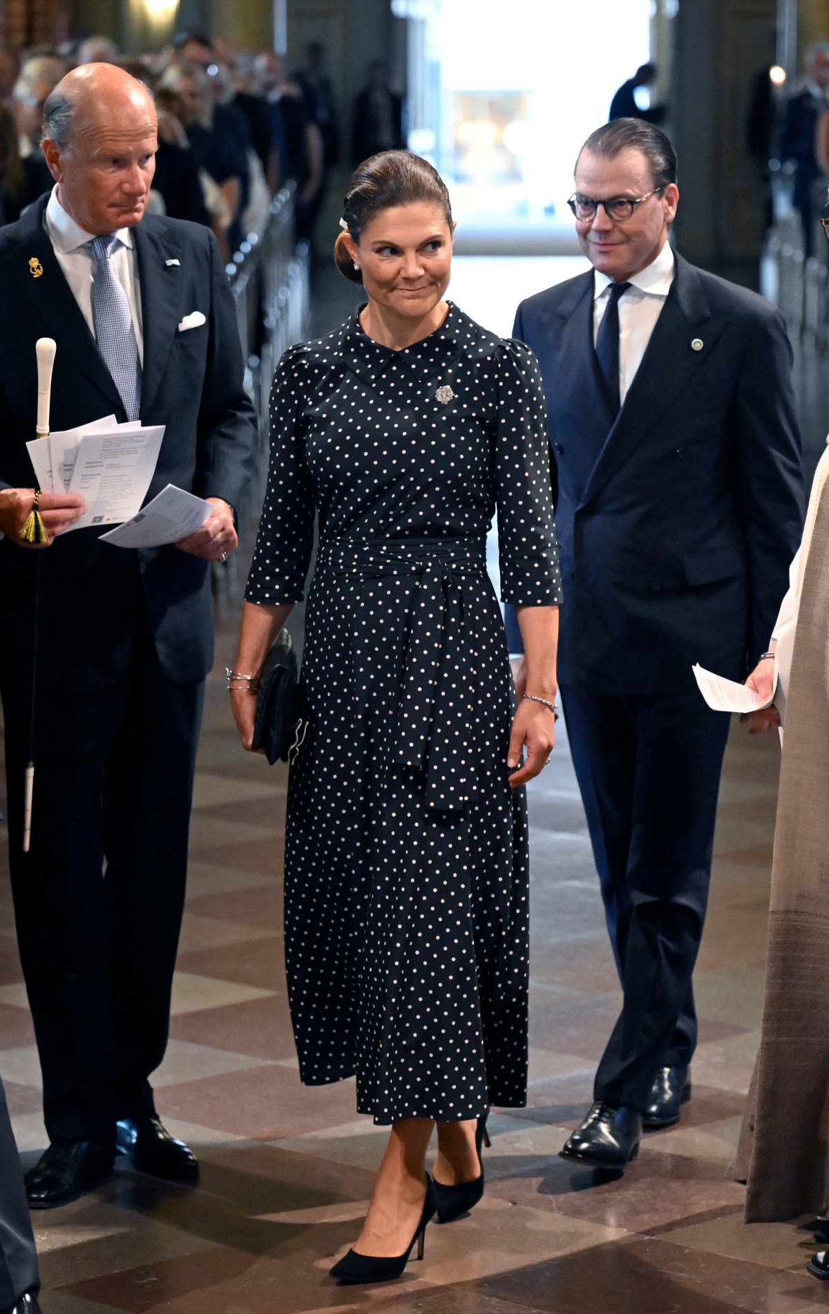 Crown Princess Victoria and Prince Daniel of Sweden arrive for a service at Storkyrkan Cathedral in Stockholm ahead of the opening of the Riksdag on September 9, 2025 (Jessica Gow/TT News Agency/Alamy)
