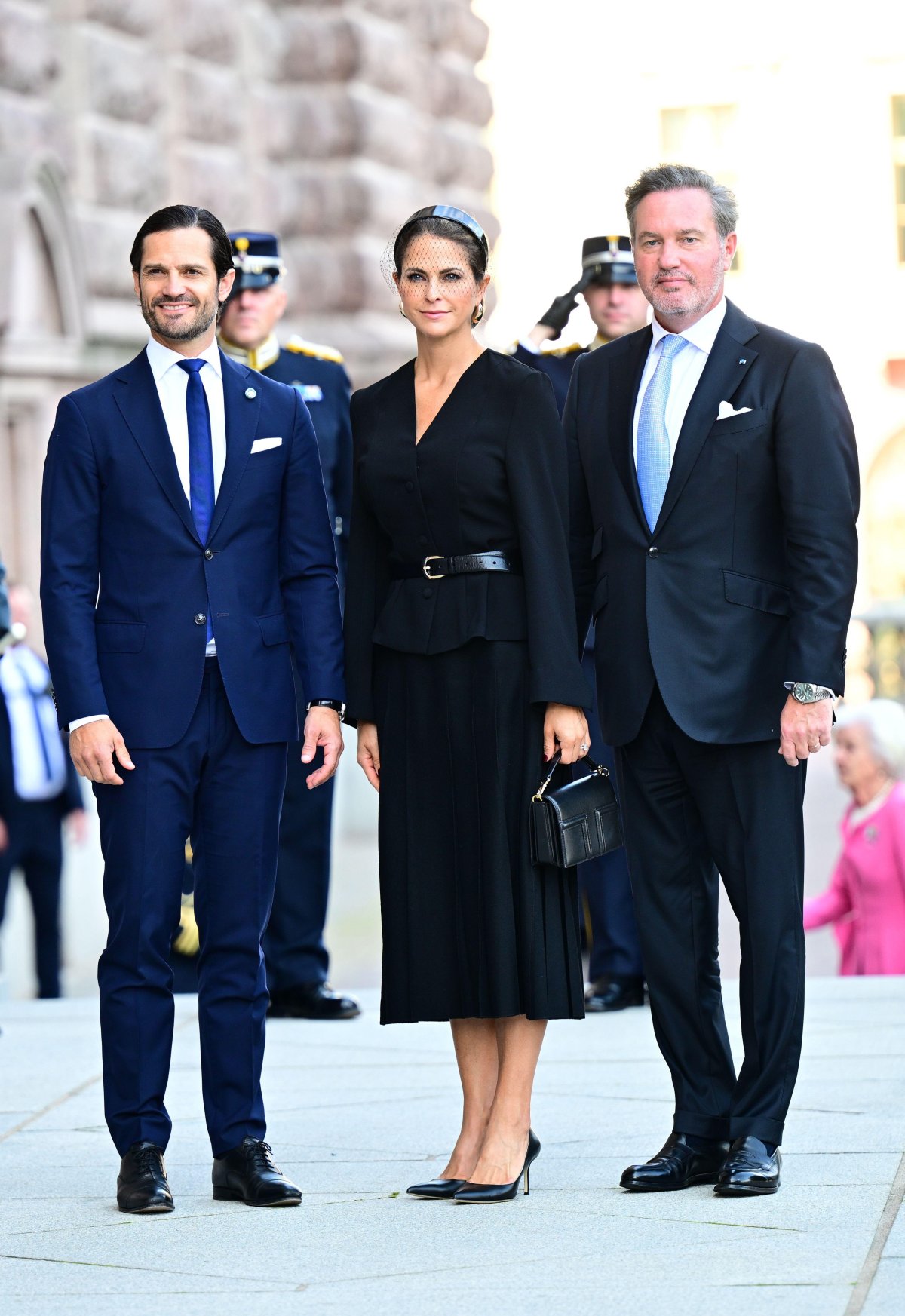 Prince Carl Philip, Princess Madeleine, and Christopher O'Neill arrive for the opening of the Riksdag in Stockholm on September 9, 2025 (Magnus Lejhall/TT News Agency/Alamy)
