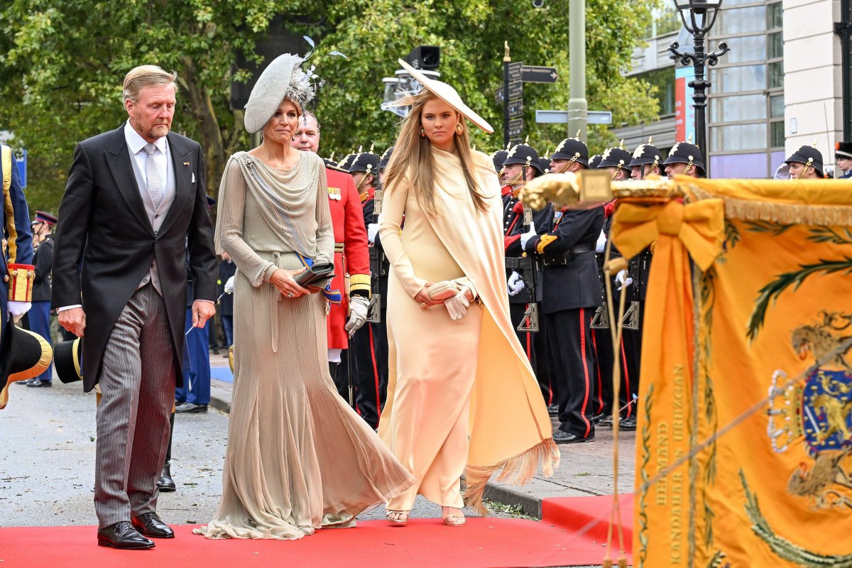 The King and Queen of the Netherlands and the Princess of Orange arrive for Prinsjesdag, the opening of the Dutch parliament, in The Hague on September 16, 2025 (Patrick van Emst/NLBeeld/Alamy)