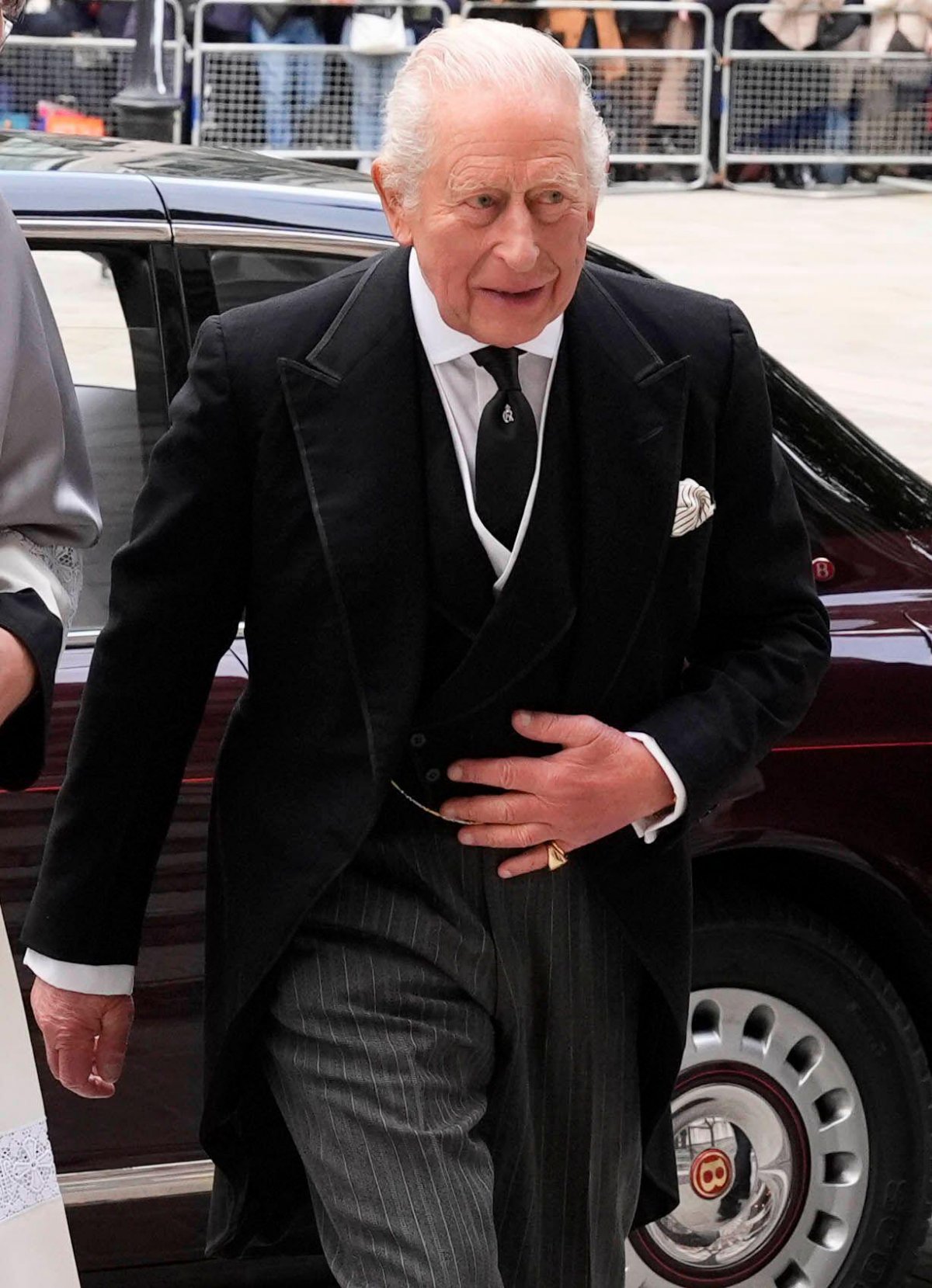 King Charles III arrives for the funeral of the Duchess of Kent at Westminster Cathedral in London on September 16, 2025 (Jordan Pettitt/PA Images/Alamy)