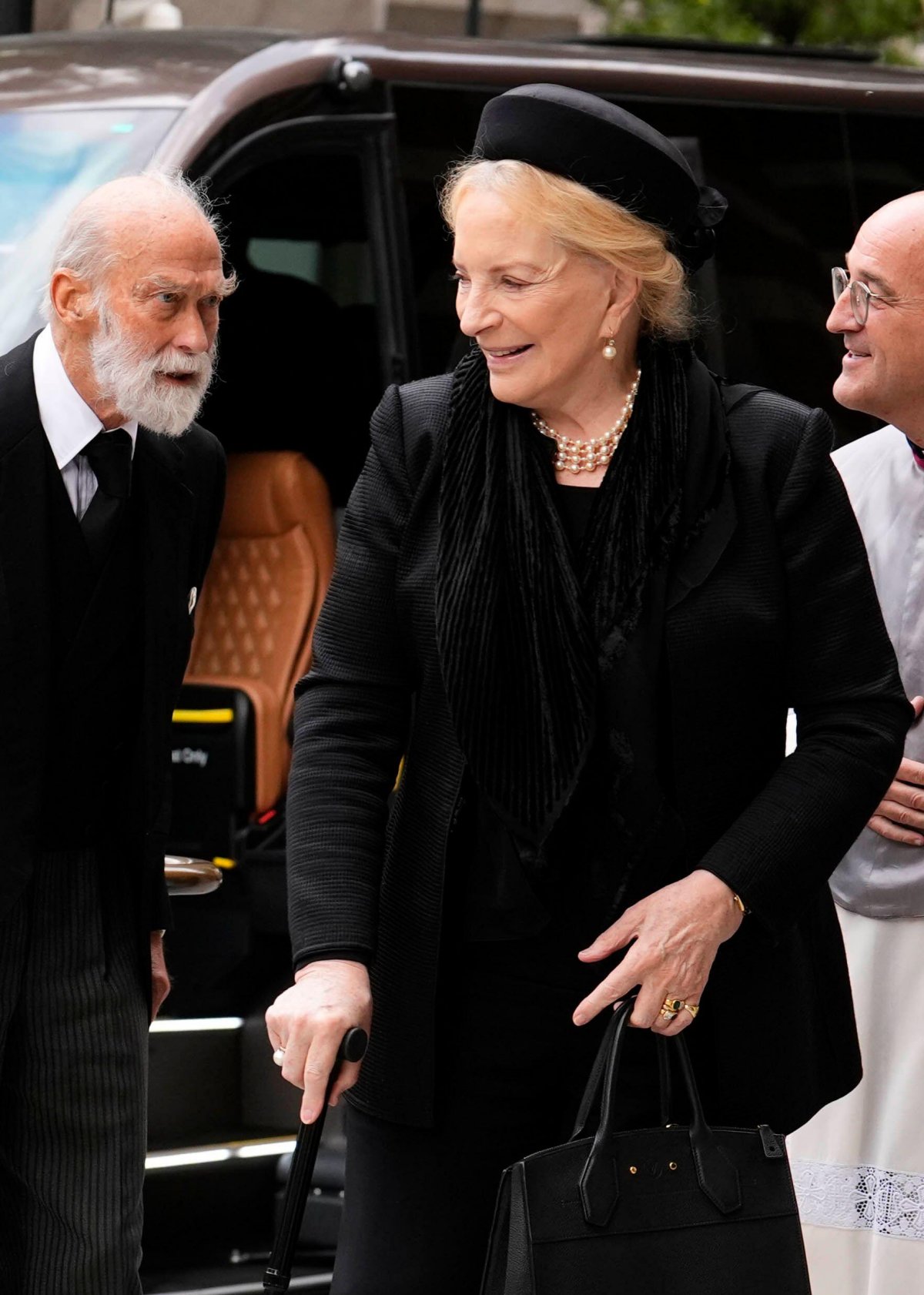 Prince and Princess Michael of Kent arrive for the funeral of the Duchess of Kent at Westminster Cathedral in London on September 16, 2025 (Jordan Pettitt/PA Images/Alamy)