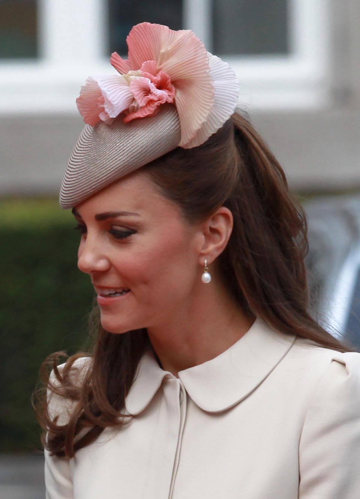 The Duchess of Cambridge arrives for commemorations of the centenary of the start of World War I in Liege, Belgium, on August 4, 2014 (WENN/Alamy)