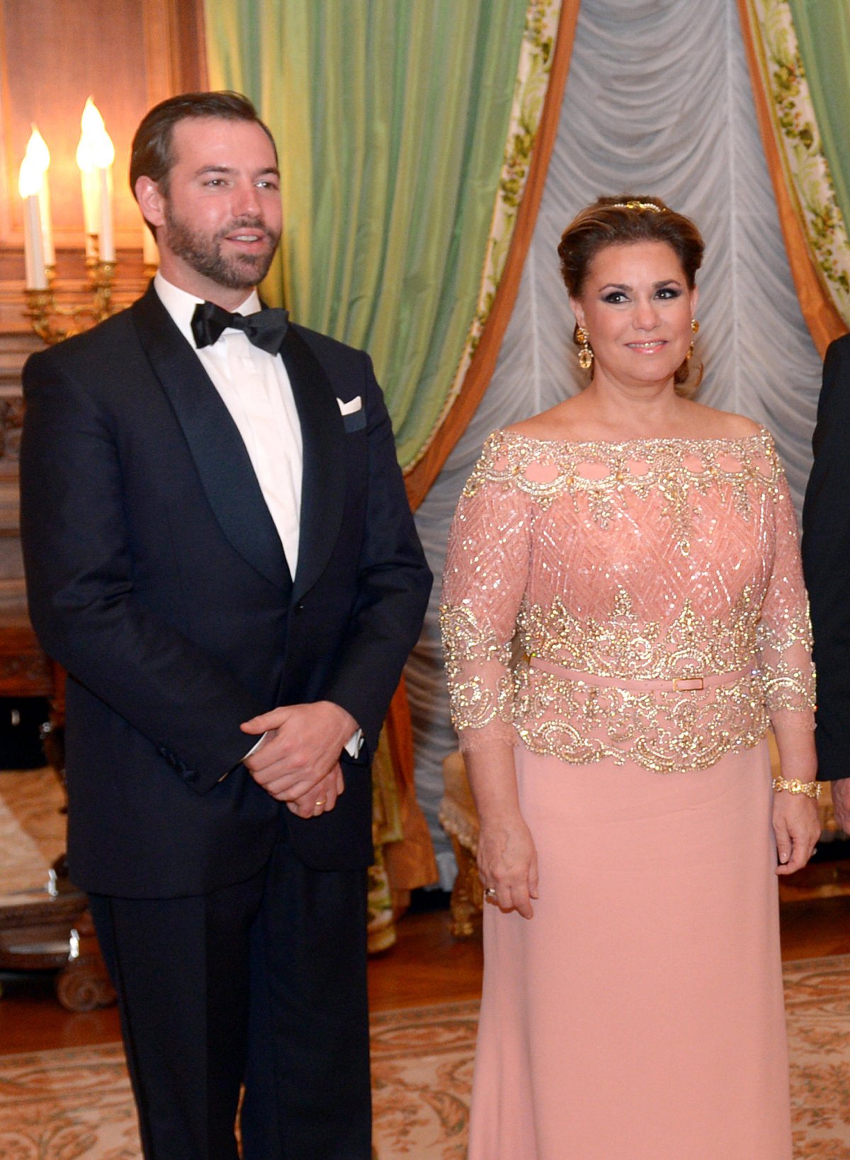 The Grand Duchess of Luxembourg, with the Hereditary Grand Duke, hosts a banquet for the visiting President of Germany at the Grand Ducal Palace in Luxembourg on November 3, 2014 (Rainer Jensen/DPA Picture Alliance/Alamy)