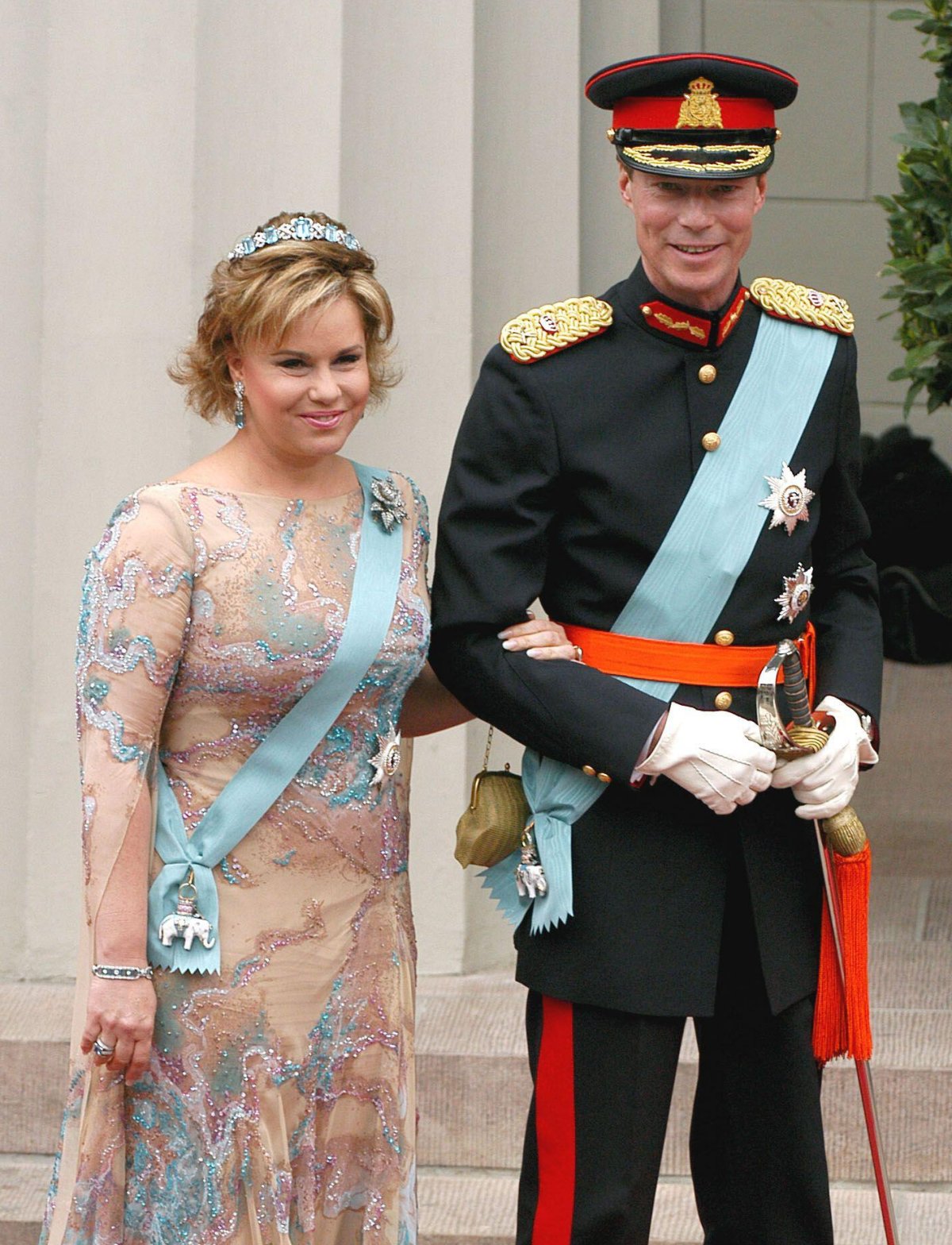 The Grand Duke and Grand Duchess of Luxembourg attend the wedding of the Crown Prince and Crown Princess of Denmark in Copenhagen on May 14, 2004 (Abaca Press/Alamy)