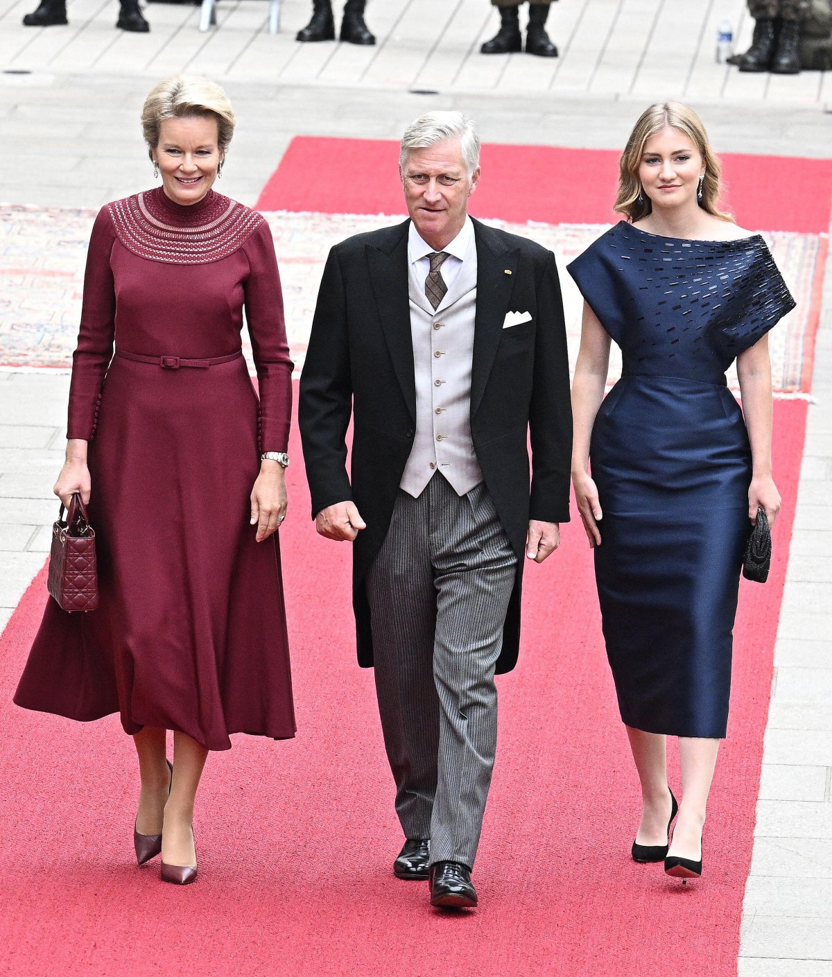 The King and Queen of the Belgians, with the Duchess of Brabant, arrive for Grand Duke Henri's abdication ceremony in Luxembourg on October 3, 2025 (David Niviere/Abaca Press/Alamy)