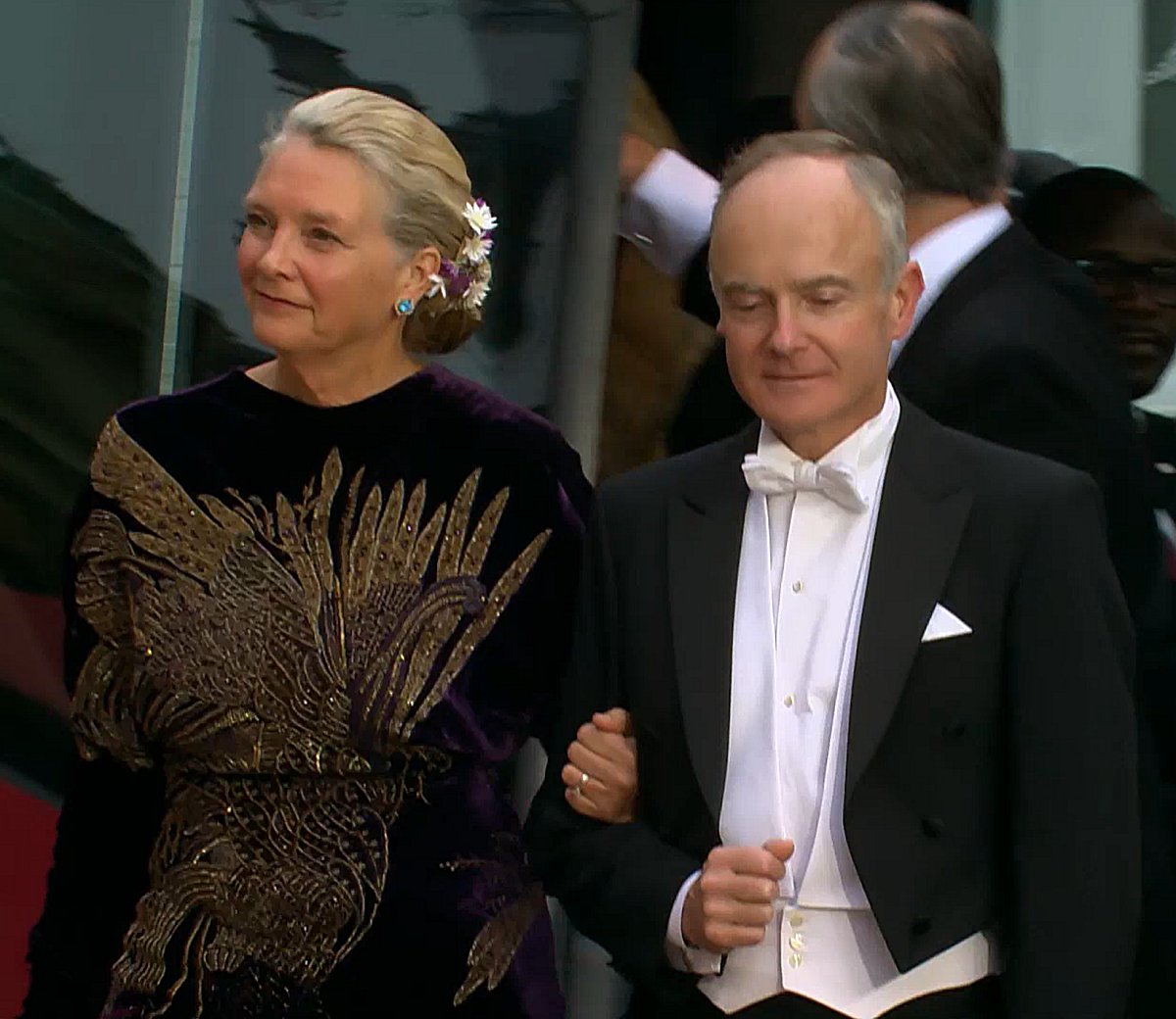 Count Jehan and Countess Béatrice of Lannoy arrive for a gala dinner hosted by the new Grand Duke and Grand Duchess of Luxembourg on October 3, 2025 (Maison du Grand-Duc)