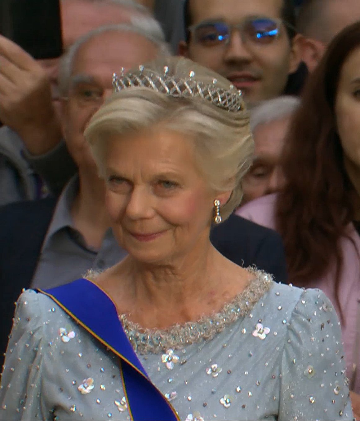 Archduchess Marie-Astrid arrives for a gala dinner hosted by the new Grand Duke and Grand Duchess of Luxembourg on October 3, 2025 (Maison du Grand-Duc)