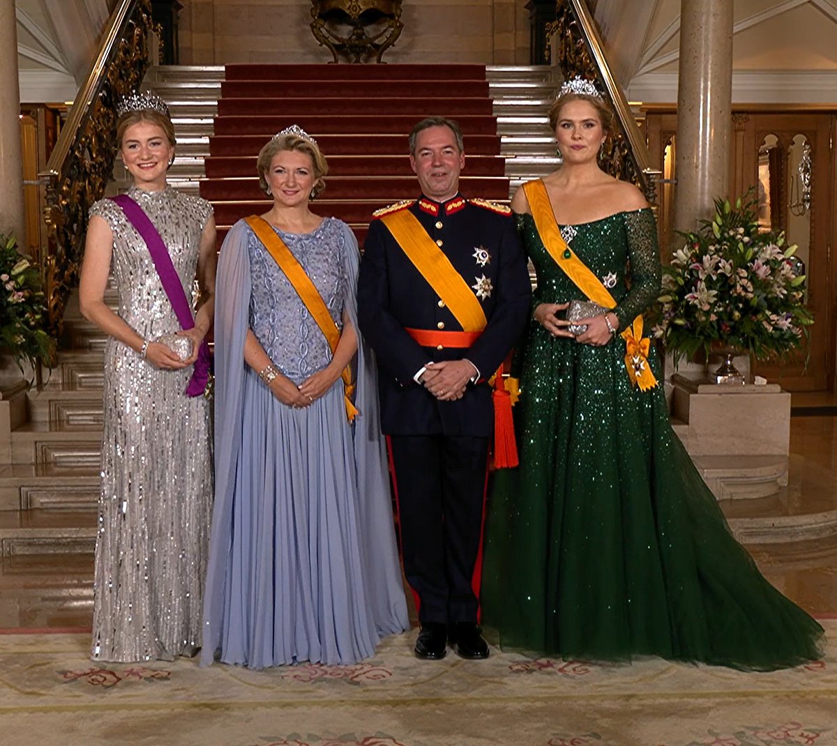 The Princess of Orange and the Duchess of Brabant arrive for a gala dinner hosted by the new Grand Duke and Grand Duchess of Luxembourg on October 3, 2025 (Maison du Grand-Duc)