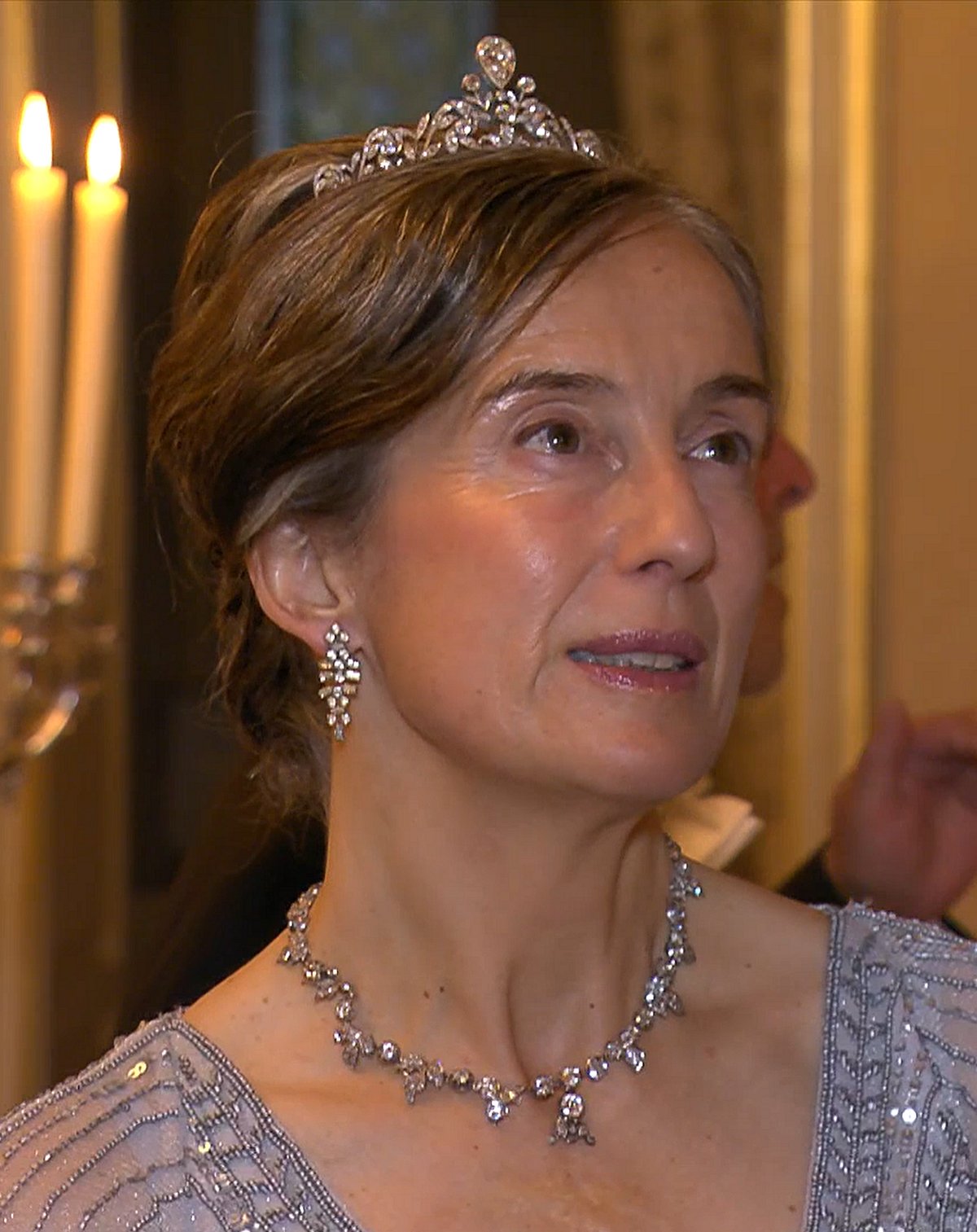 Nathalie Hamilton attends a gala dinner hosted by the new Grand Duke and Grand Duchess of Luxembourg on October 3, 2025 (Maison du Grand-Duc)