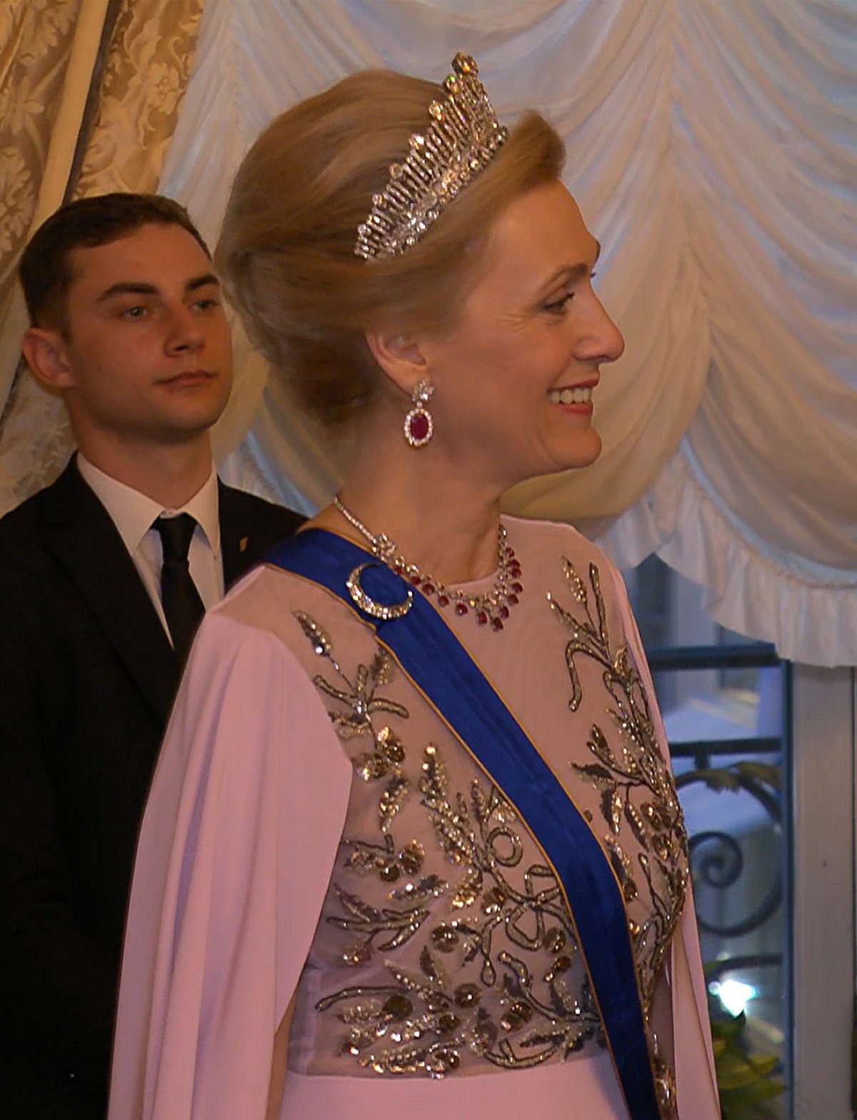 Princess Sibilla of Luxembourg attends a gala dinner hosted by the new Grand Duke and Grand Duchess of Luxembourg on October 3, 2025 (Maison du Grand-Duc)