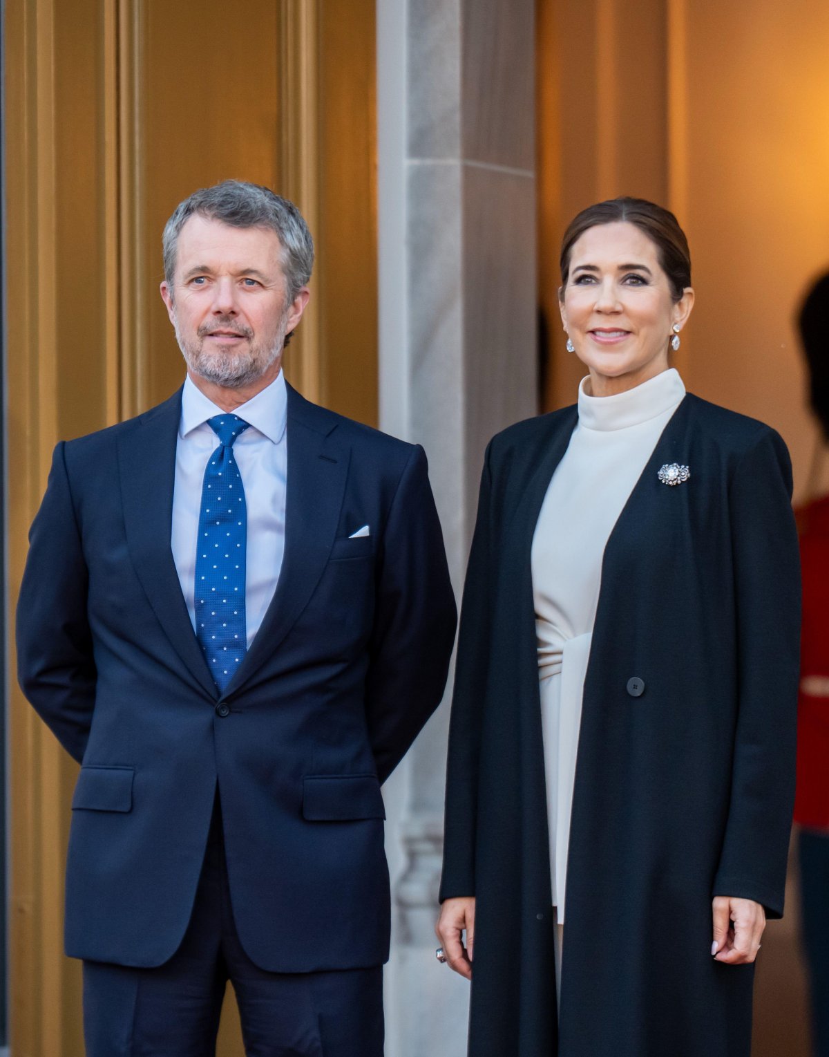 The King and Queen of Denmark are pictured ahead of a dinner given for EU heads of state and government at Amalienborg Palace in Copenhagen on October 1, 2025 (Michael Kappeler/DPA Picture Alliance/Alamy)