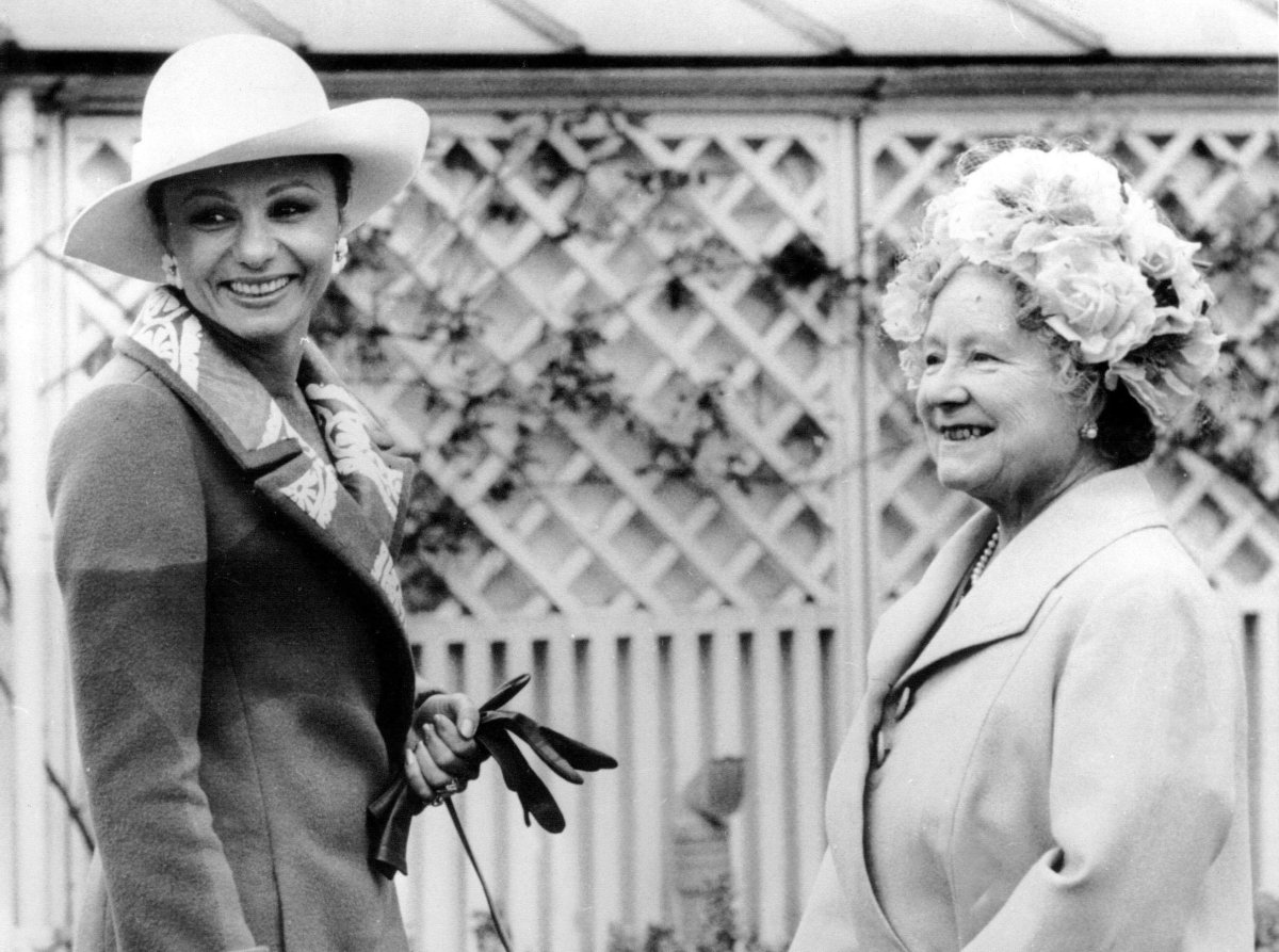 The Empress of Iran is pictured with the Queen Mother during her visit to London, April 1976 (Keystone Press/Alamy)