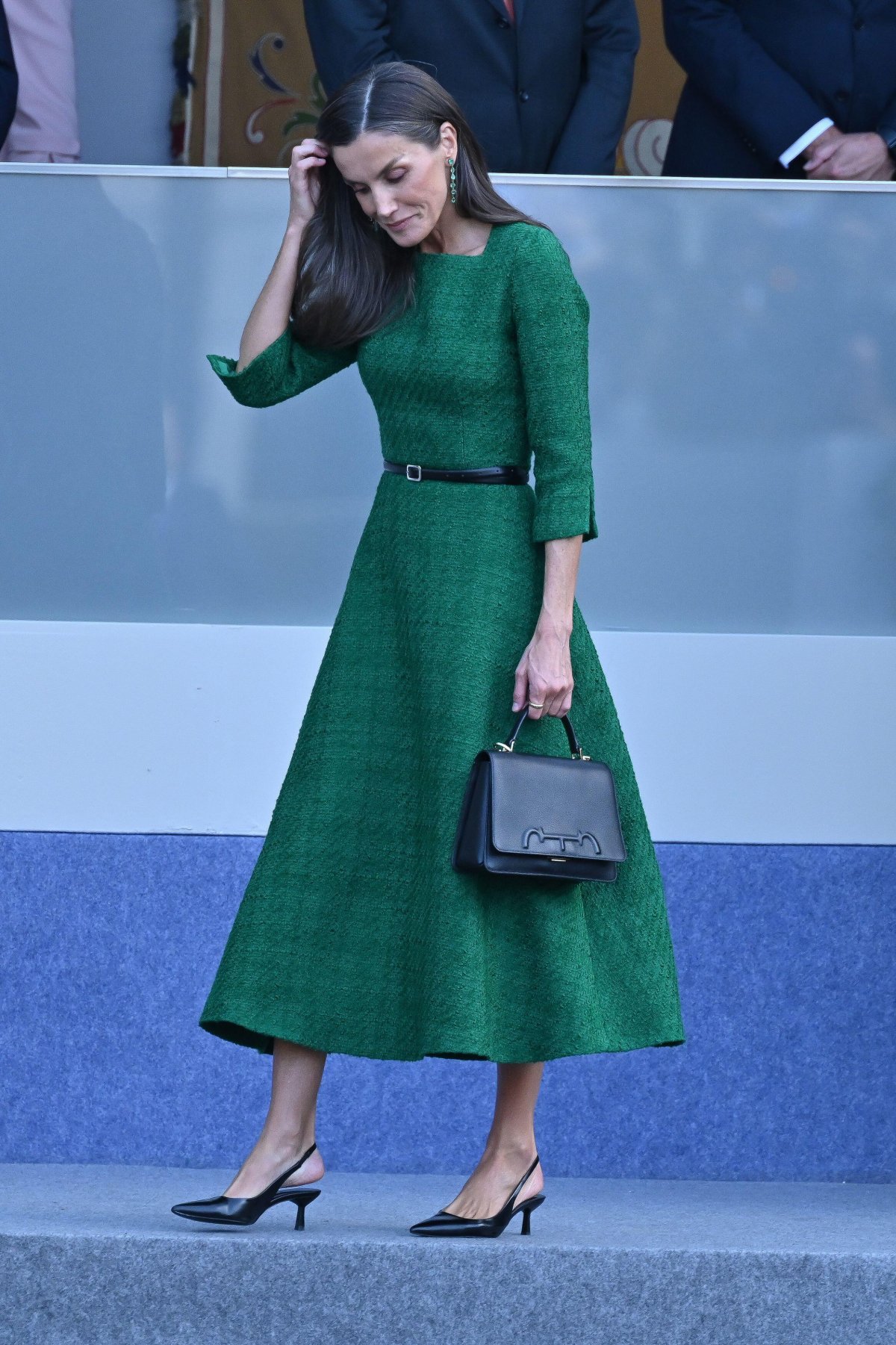 The Queen of Spain is pictured during the National Day military parade at the Plaza de Neptuno in Madrid on October 12, 2025 (Oscar Gonzalez/Sipa USA/Alamy)