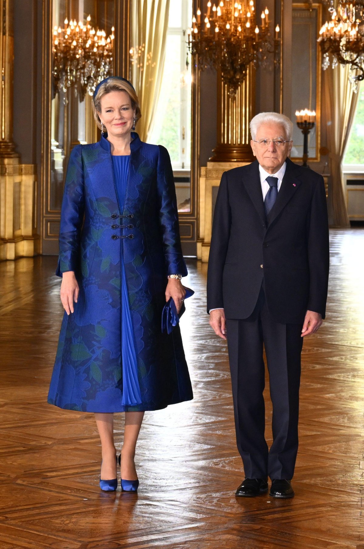The King and Queen of the Belgians welcome Italian President Sergio Mattarella and his daughter, Laura Mattarella, to the Royal Palace in Brussels on October 20, 2025 (ERIC LALMAND/Belga News Agency/Alamy)