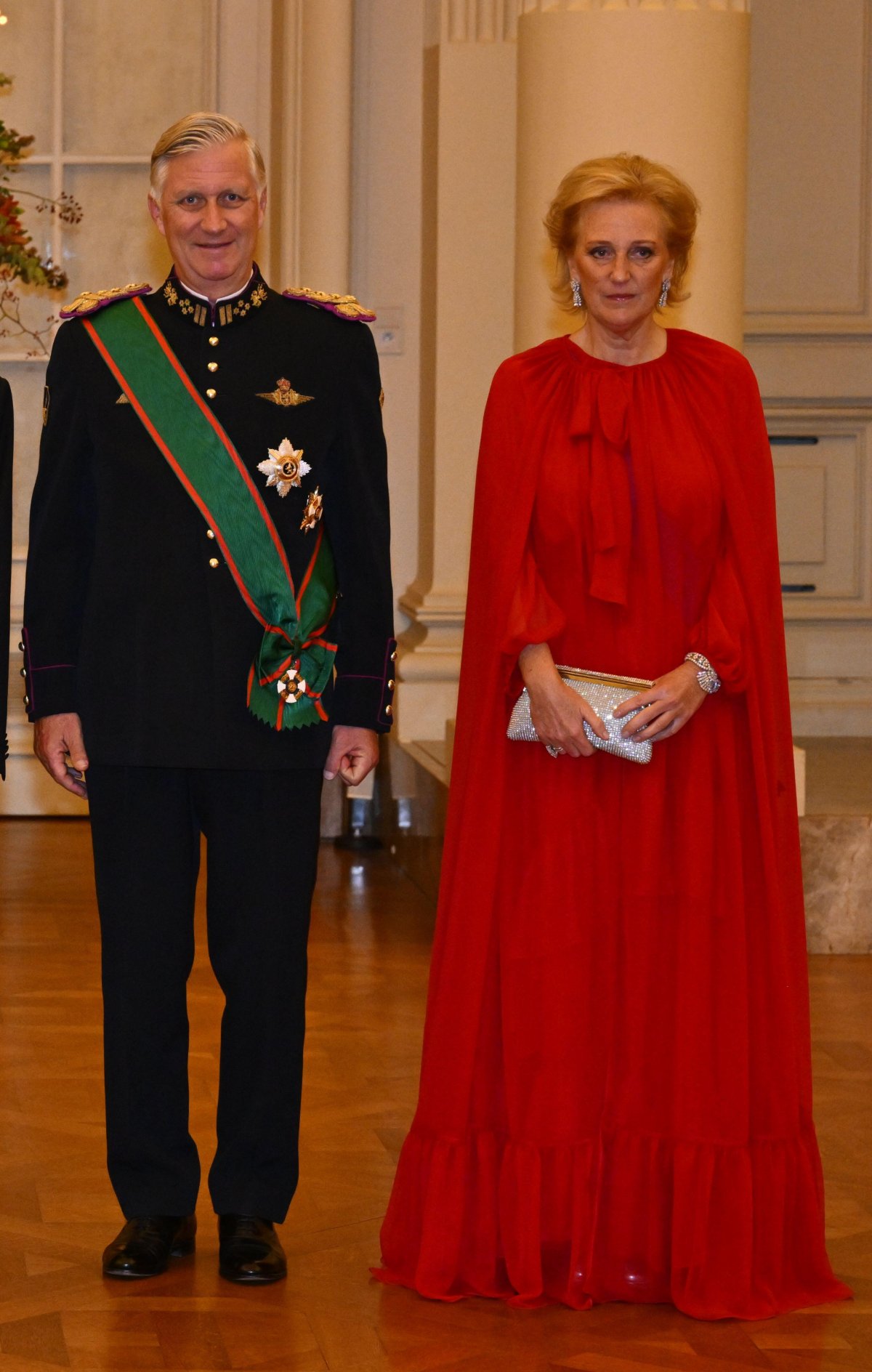 The King of the Belgians is pictured with his sister, Princess Astrid, during a state banquet for President Sergio Mattarella of Italy and his daughter, Laura, at the Palace of Laeken on October 20, 2025 (ERIC LALMAND/Belga News Agency/Alamy)