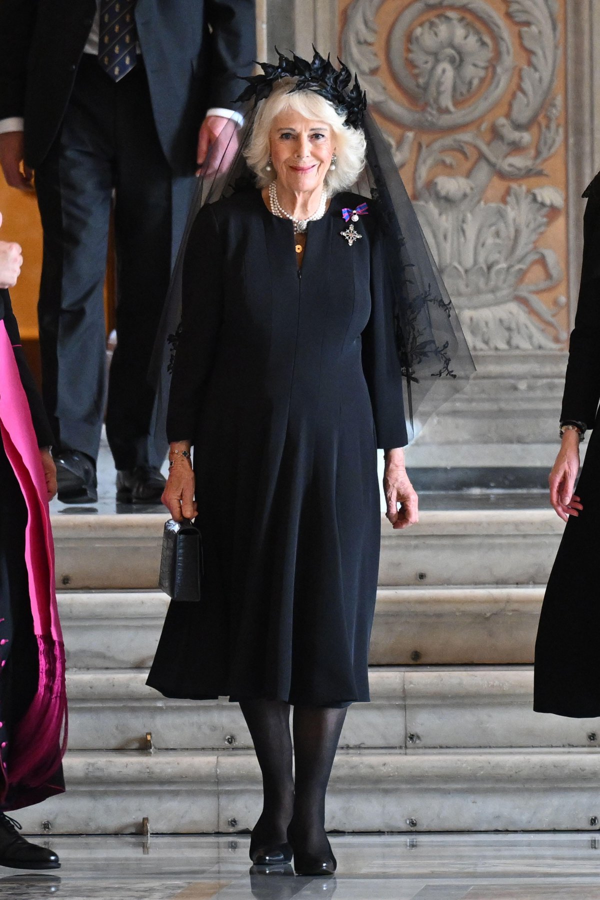 Queen Camilla is pictured during the state visit to the Vatican on October 23, 2025 (Samir Hussein/PA Images/Alamy)