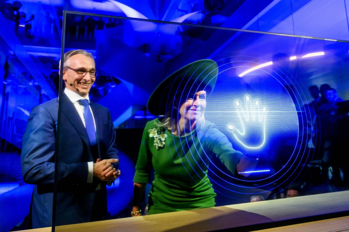 The Queen of the Netherlands opens the new global headquarters of Royal Philips in Amsterdam on October 16, 2025 (Patrick van Emst/NLBeeld/Alamy)