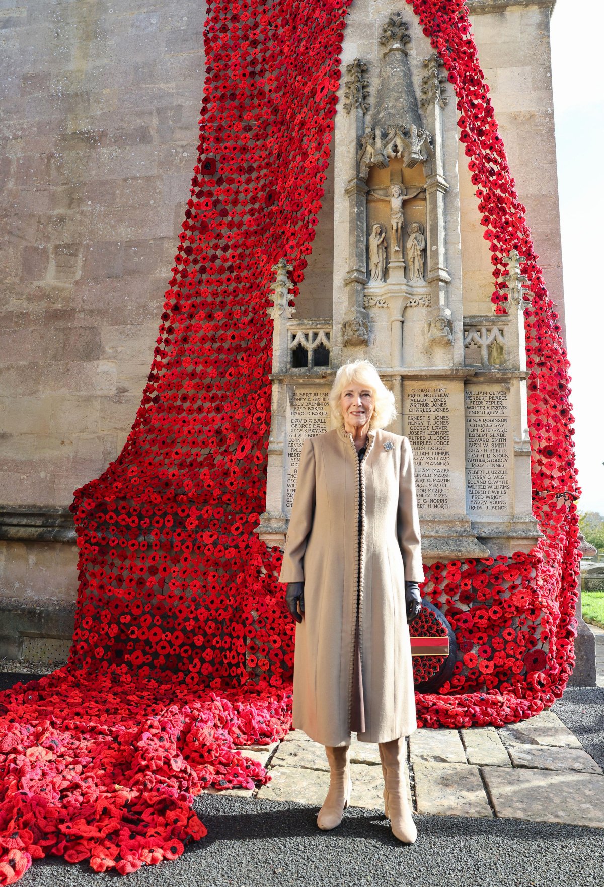 Queen Camilla visits The Poppy Project at St. Bartholomew's Church in Corsham, Wiltshire, on October 28, 2025 (Chris Jackson/PA Images/Alamy)