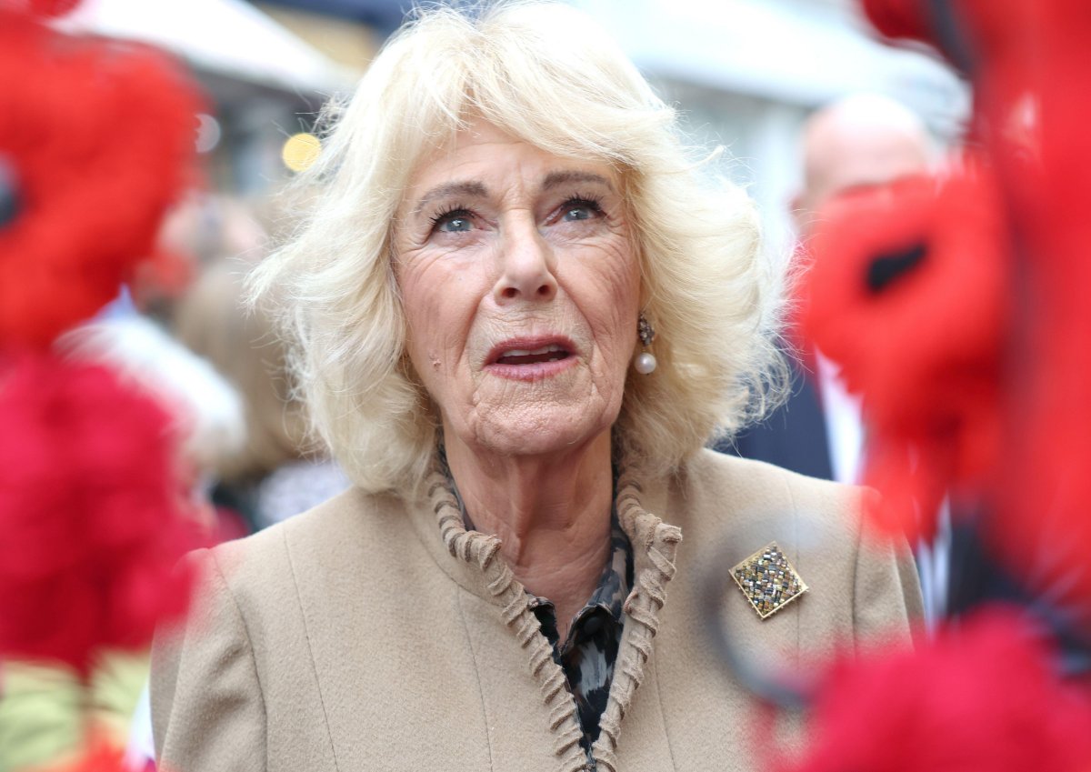 Queen Camilla visits The Poppy Project at St. Bartholomew's Church in Corsham, Wiltshire, on October 28, 2025 (Chris Jackson/PA Images/Alamy)
