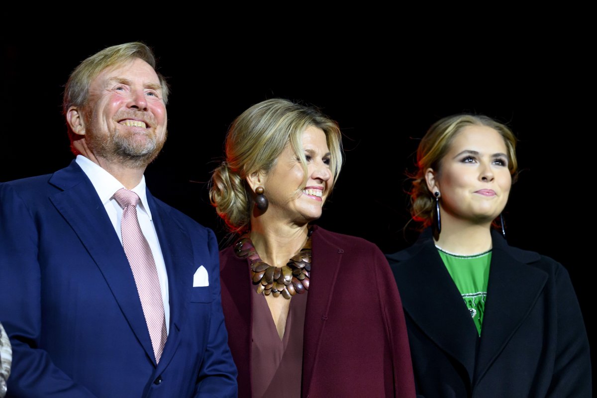 The King and Queen of the Netherlands, with the Princess of Orange, attend the National Celebration of Amsterdam's 750th Anniversary at Museumplein on October 27, 2025 (Patrick van Emst/NLBeeld/Alamy)