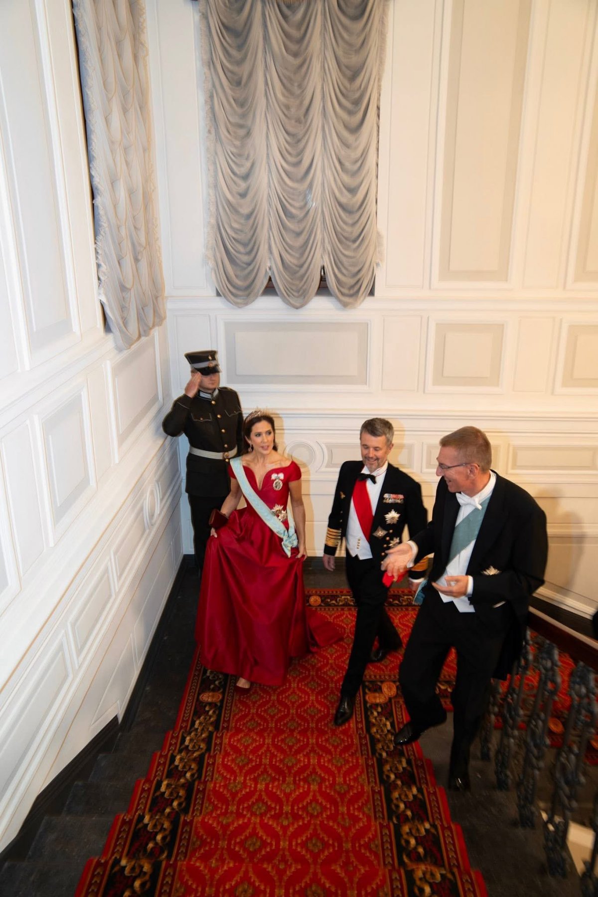 The King and Queen of Denmark attend a state banquet at Riga Castle during their state visit to Latvia on October 28, 2025 (Kongehuset)