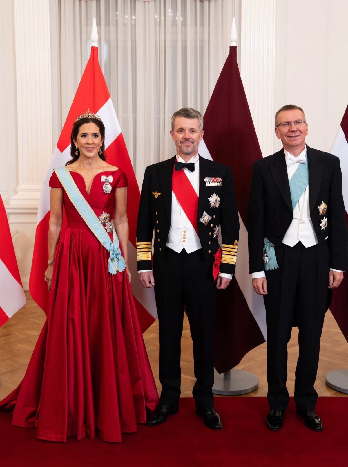 The King and Queen of Denmark attend a state banquet at Riga Castle during their state visit to Latvia on October 28, 2025 (Kongehuset)