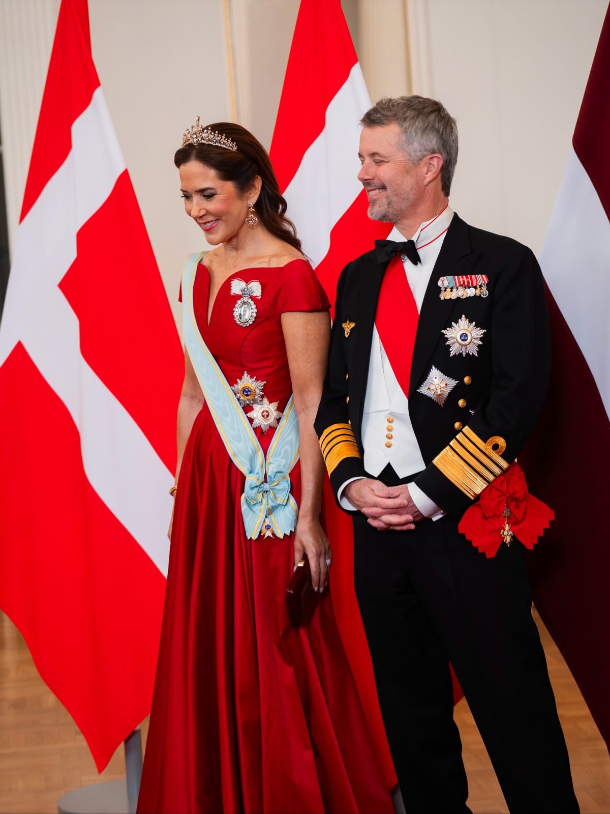 The King and Queen of Denmark attend a state banquet at Riga Castle during their state visit to Latvia on October 28, 2025 (Kongehuset)