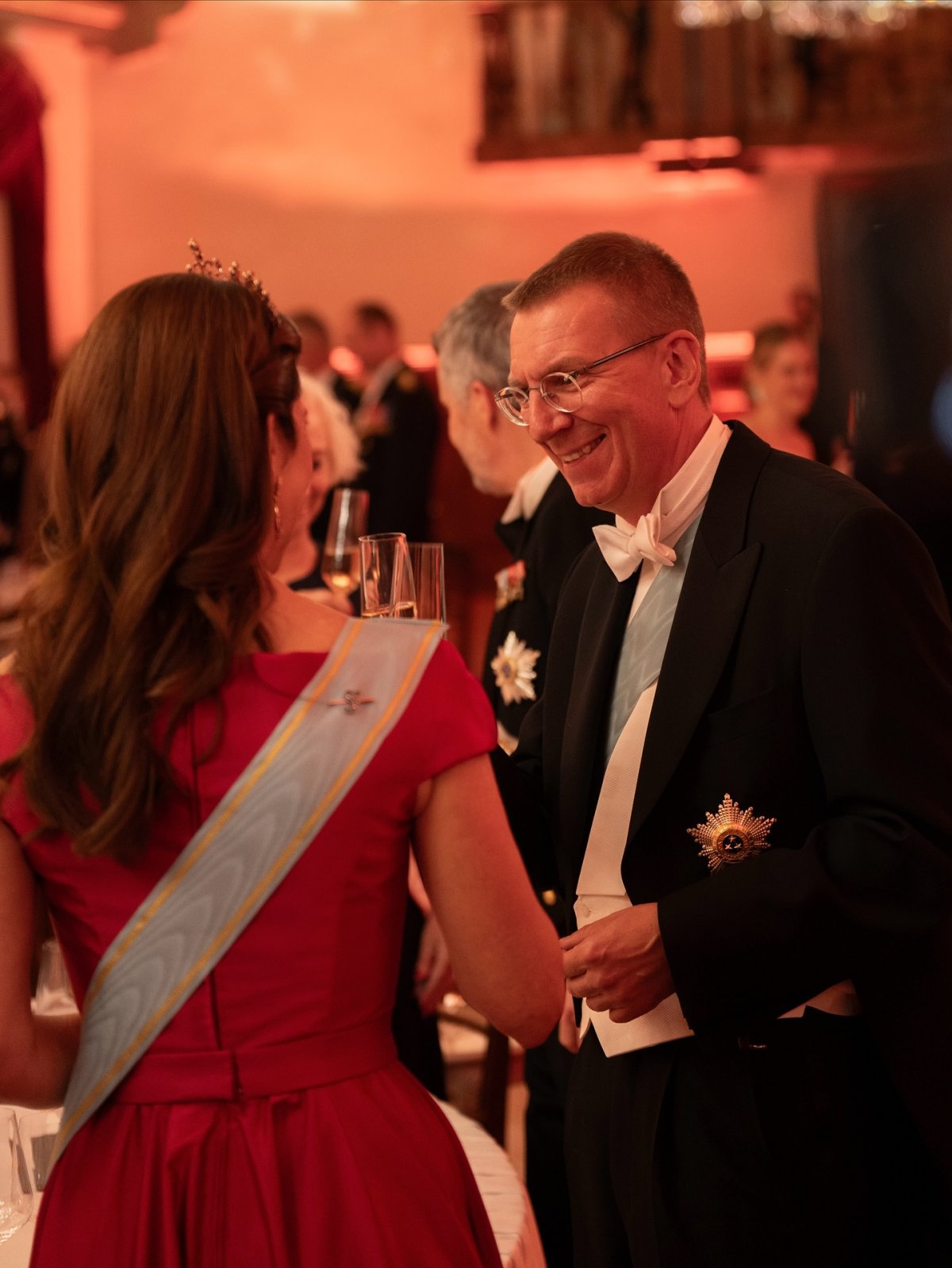 The King and Queen of Denmark attend a state banquet at Riga Castle during their state visit to Latvia on October 28, 2025 (Kongehuset)