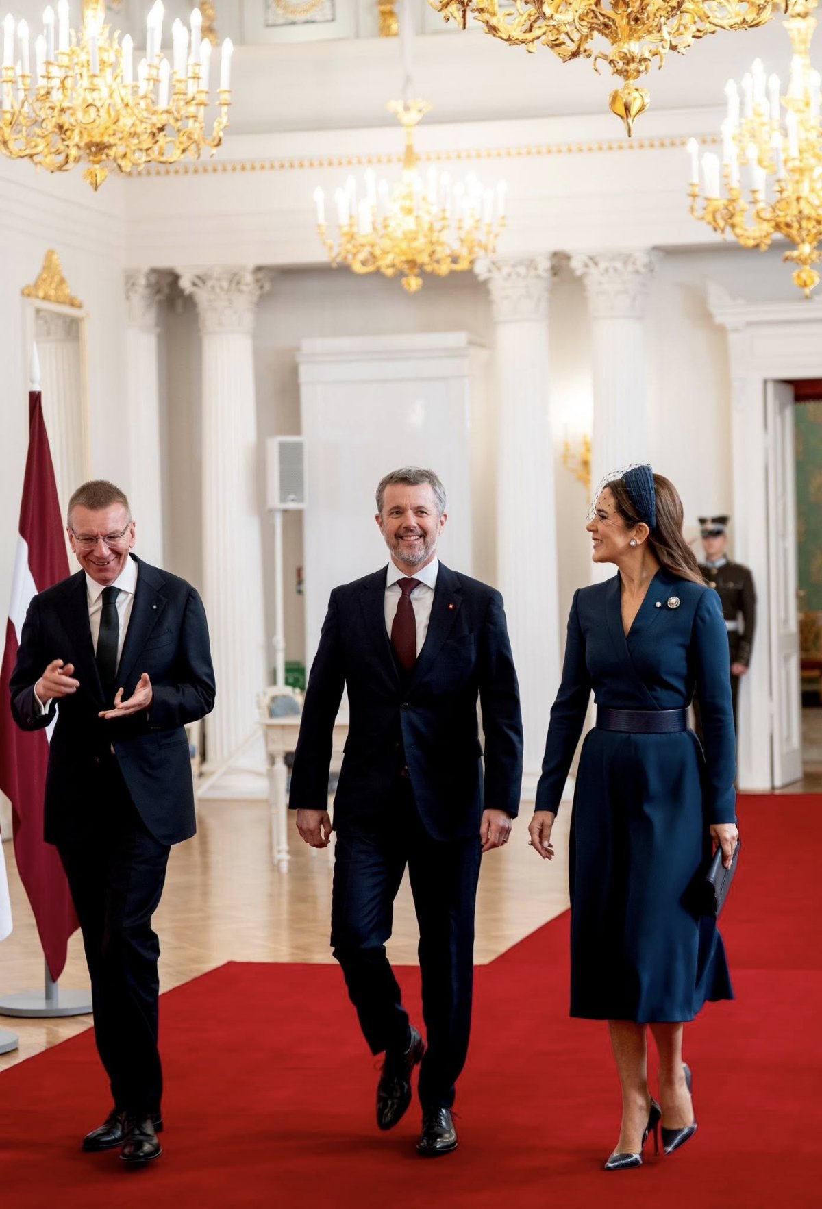 The King and Queen of Denmark are welcomed to Riga Castle by the President of Latvia on October 28, 2025 (Kongehuset)