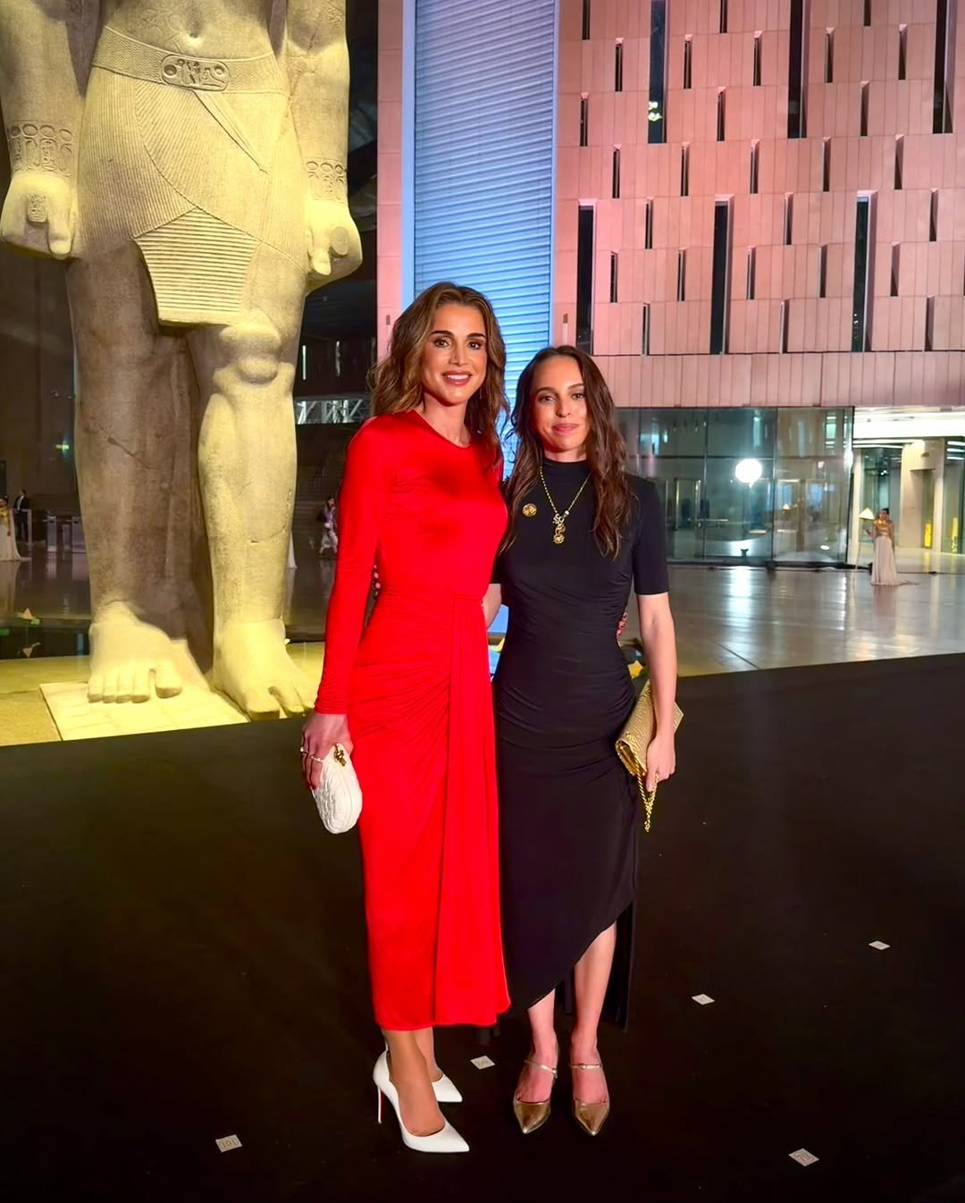 The Queen of Jordan, with Princess Salma, attends the opening ceremony of the Grand Egyptian Museum in Cairo on November 1, 2025 (@queenrania/Instagram)